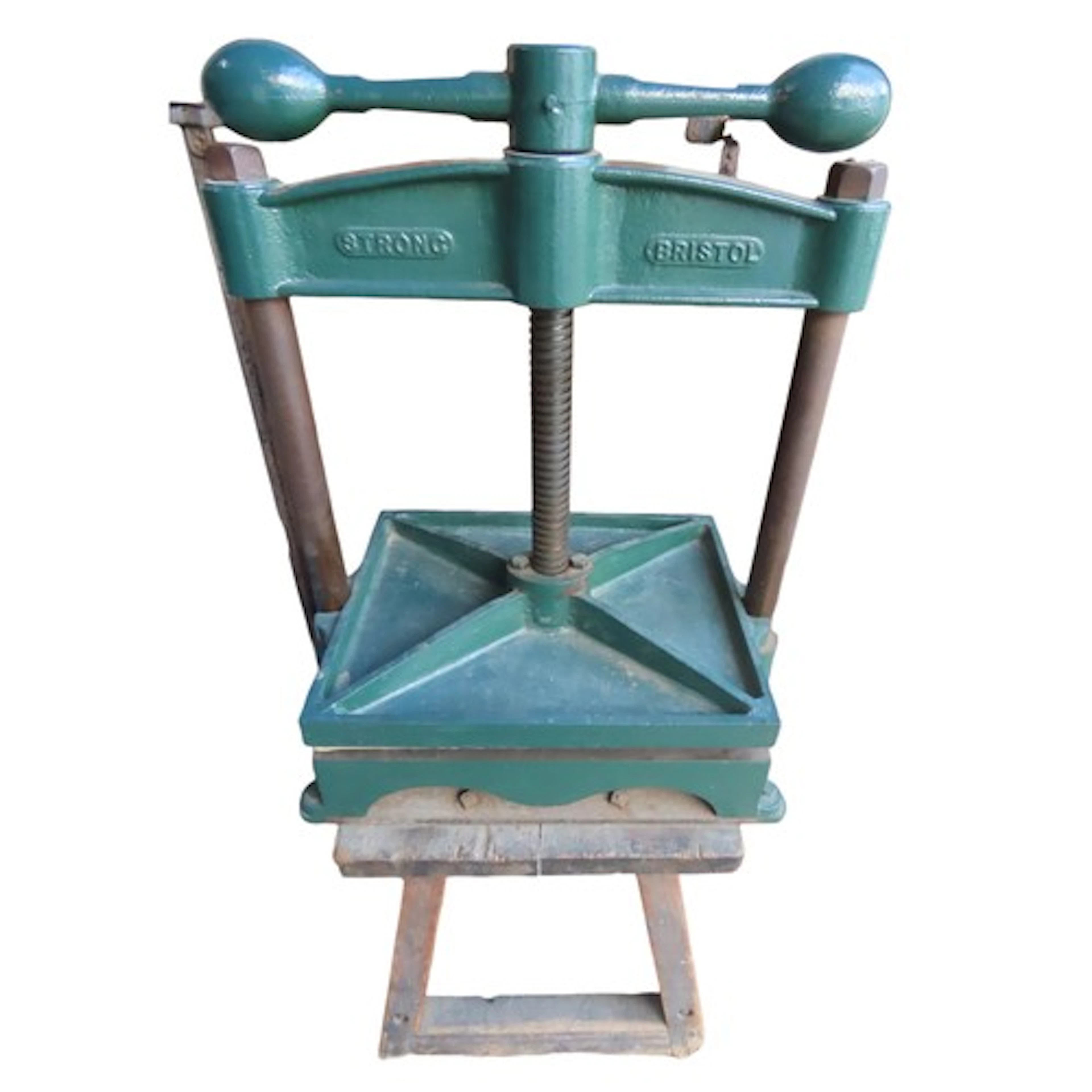 A large 19th century cast iron industrial book/paper press w...