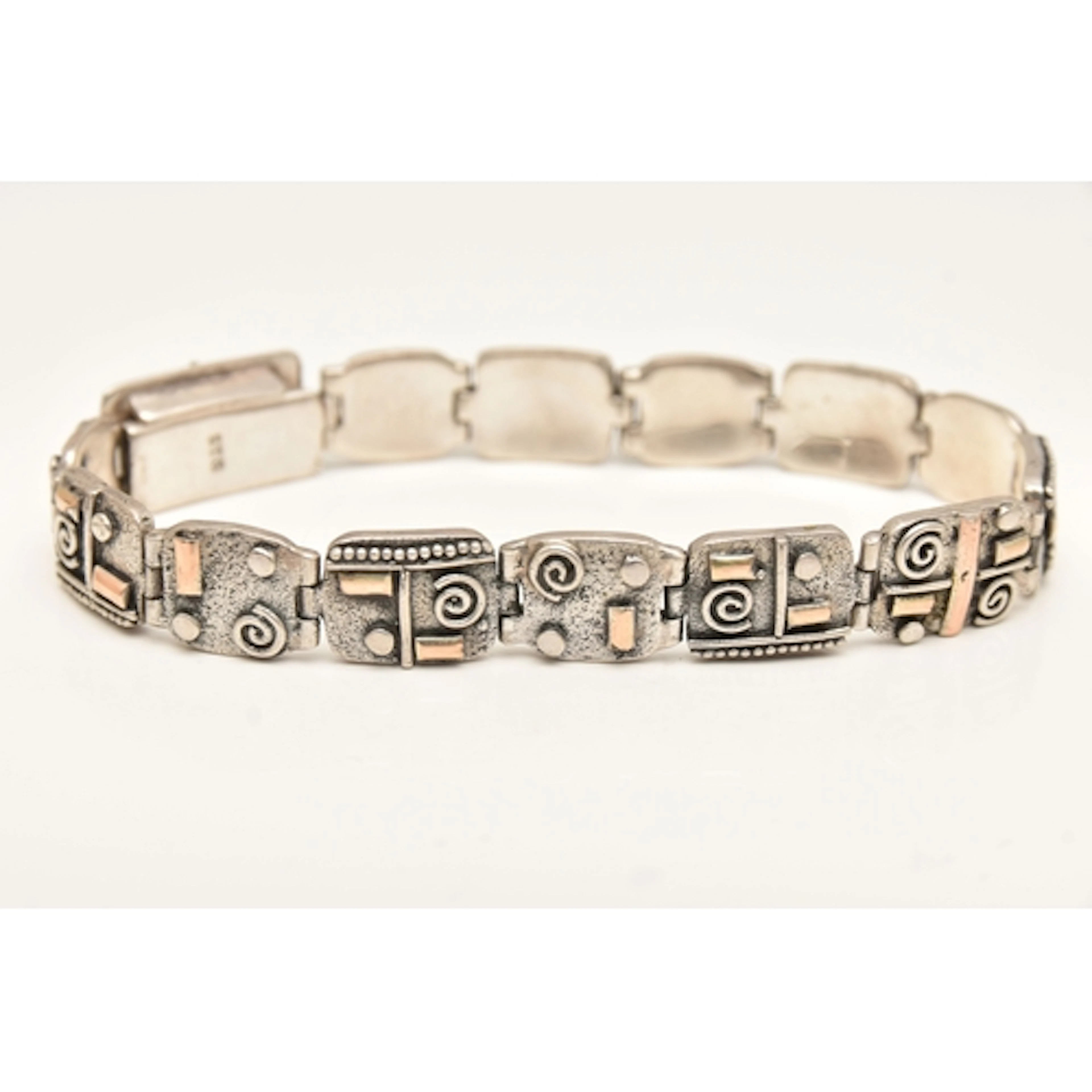A SILVER CONTEMPORARY BRACELET, comprised of thirteen panels...
