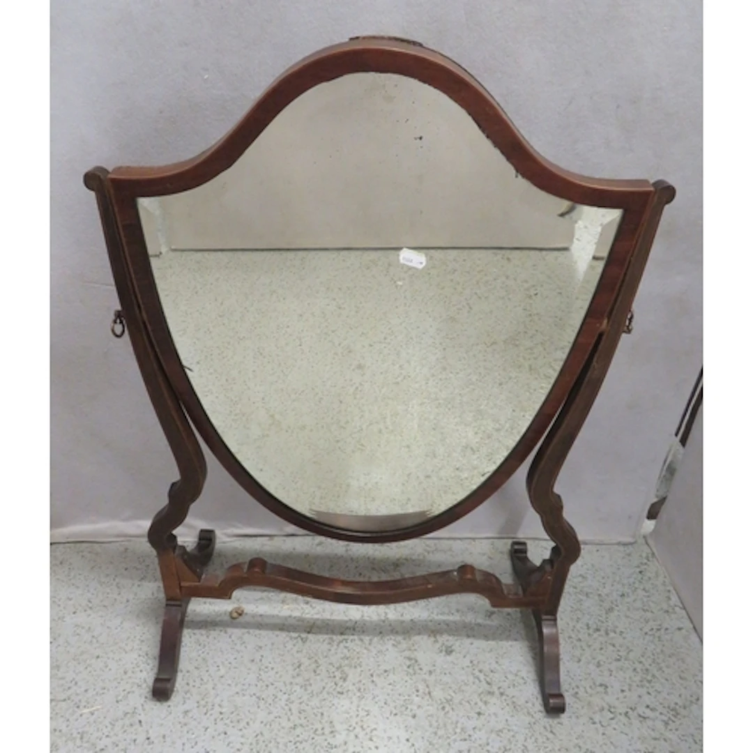 Freestanding Oak Bevel Edged Shield Mirror with stand approx...