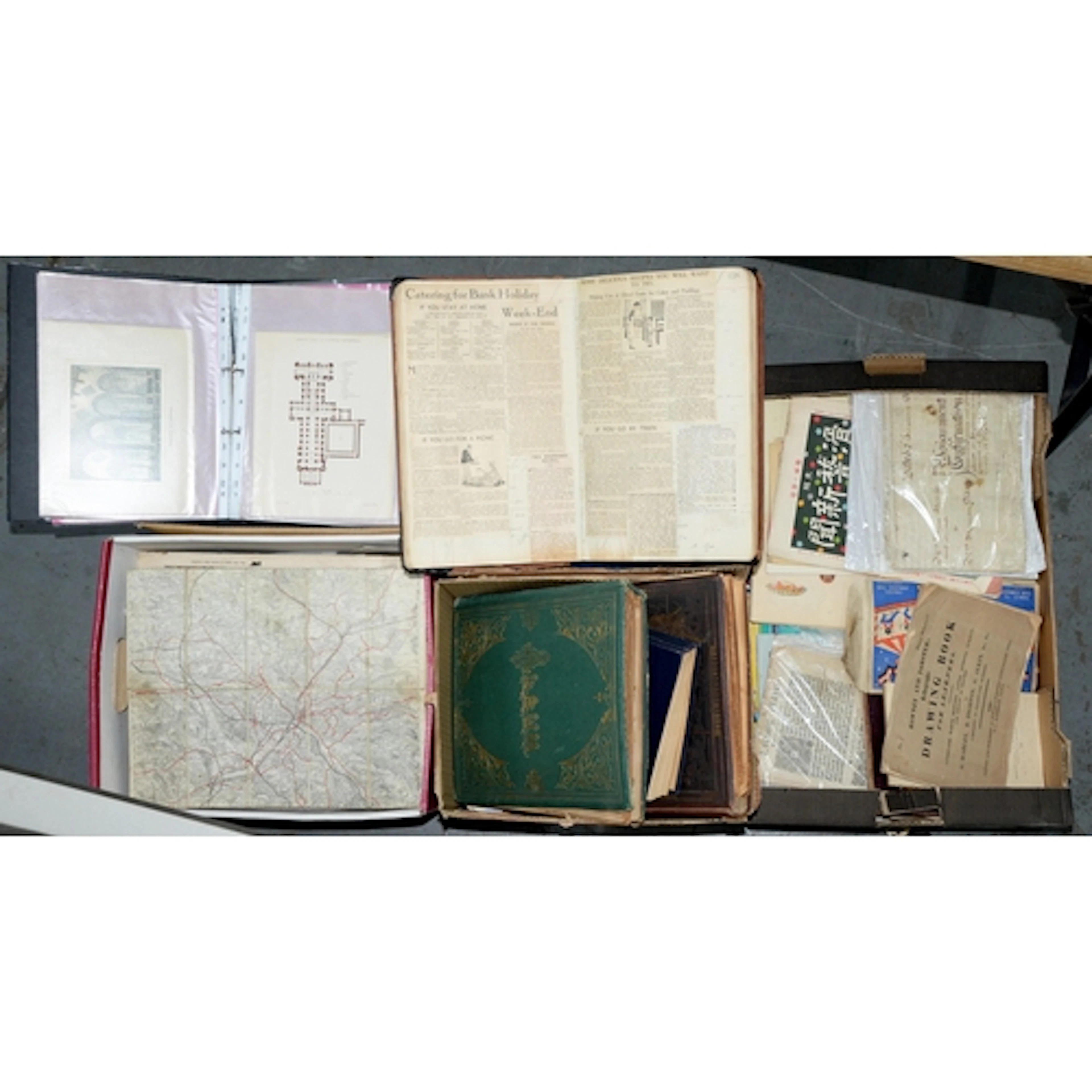 Printed & Manuscript Ephemera, five boxes, including coo...