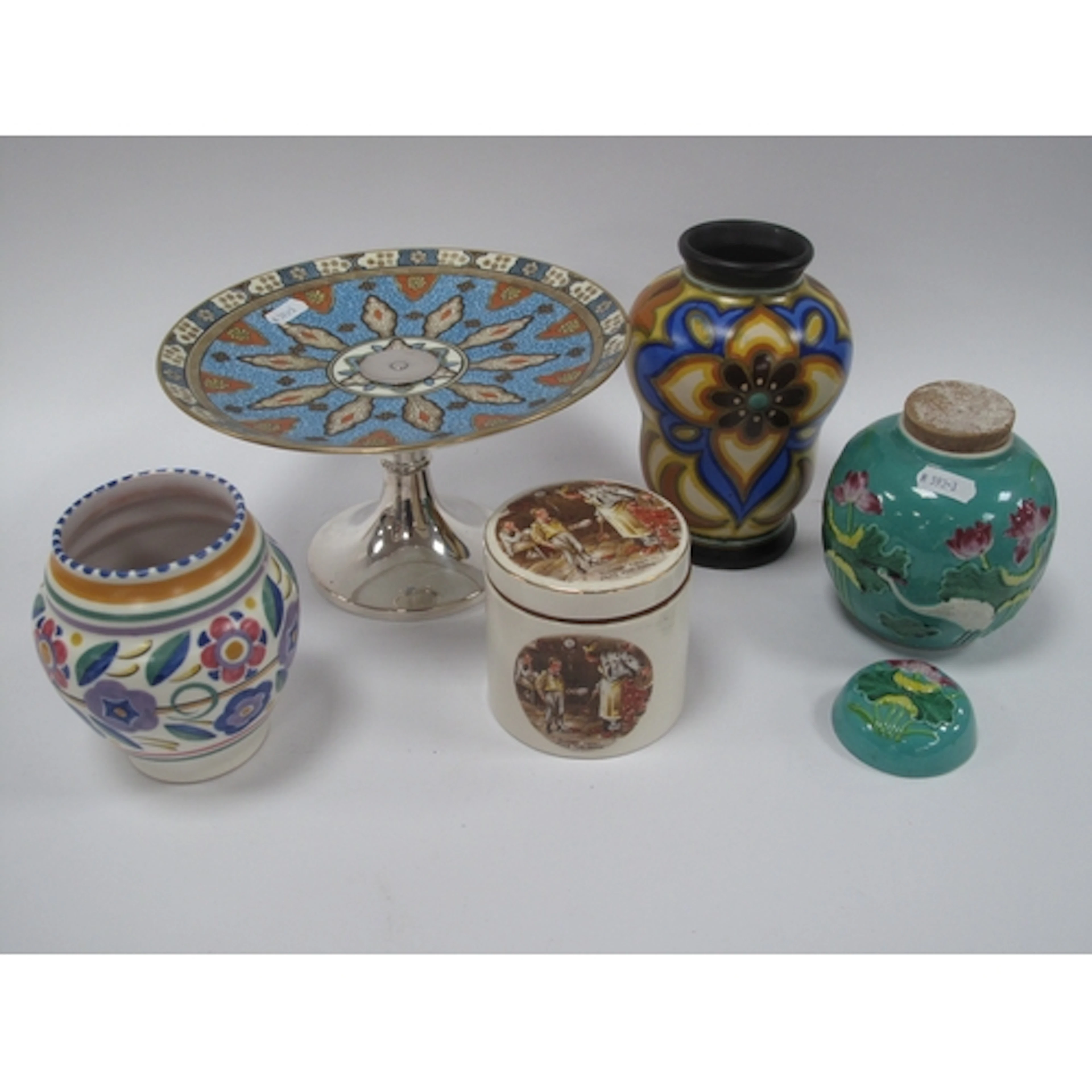 Ceramics, comprising Dutch Gouda Pottery 1930s decorative va...