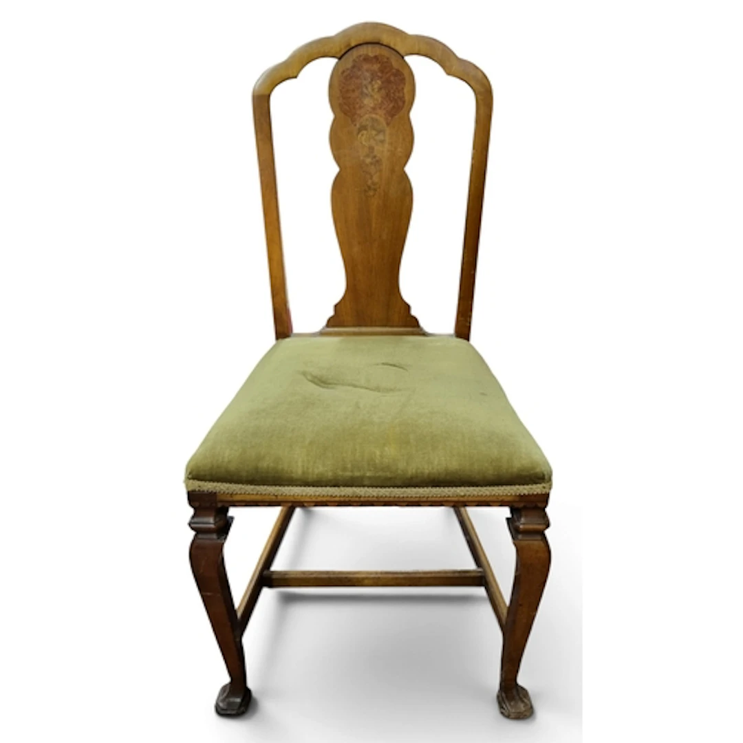 A late 19th Century Hall Chair with unusual pad feet. W 46 x...