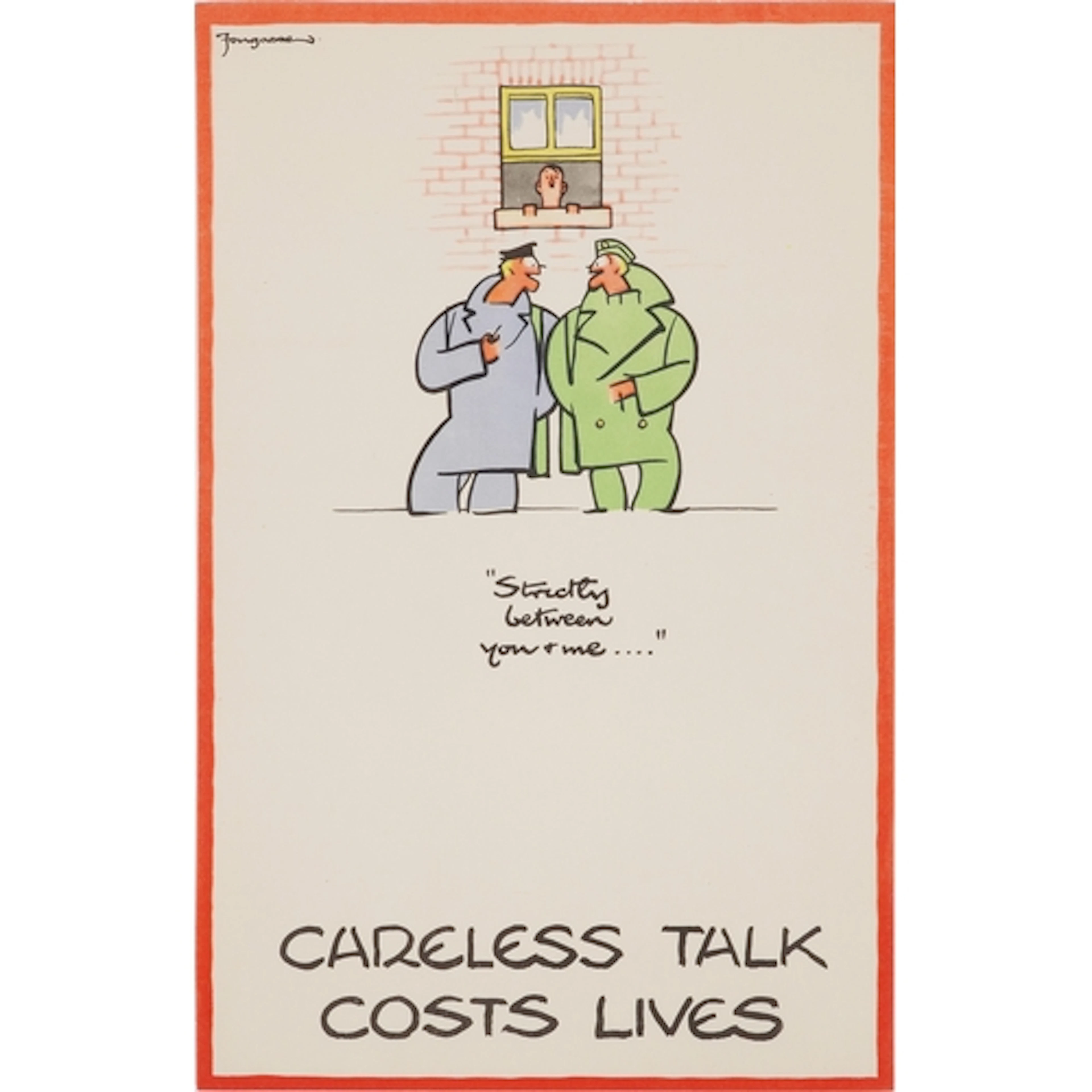Military interest Fougasse Careless Talk Costs Lives Wartime...