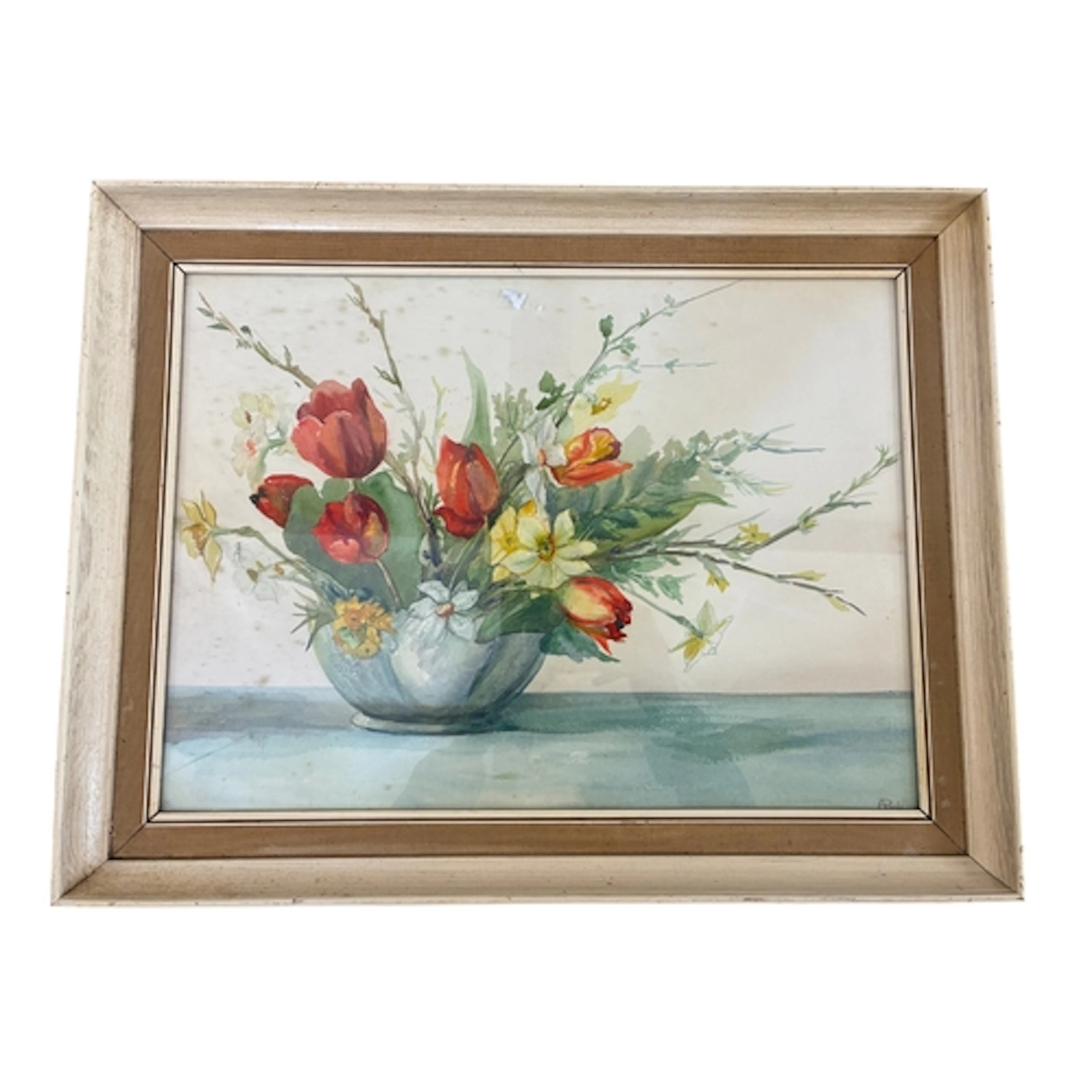 Two paintings and a print: A. Riley (20th Century) - Still l...