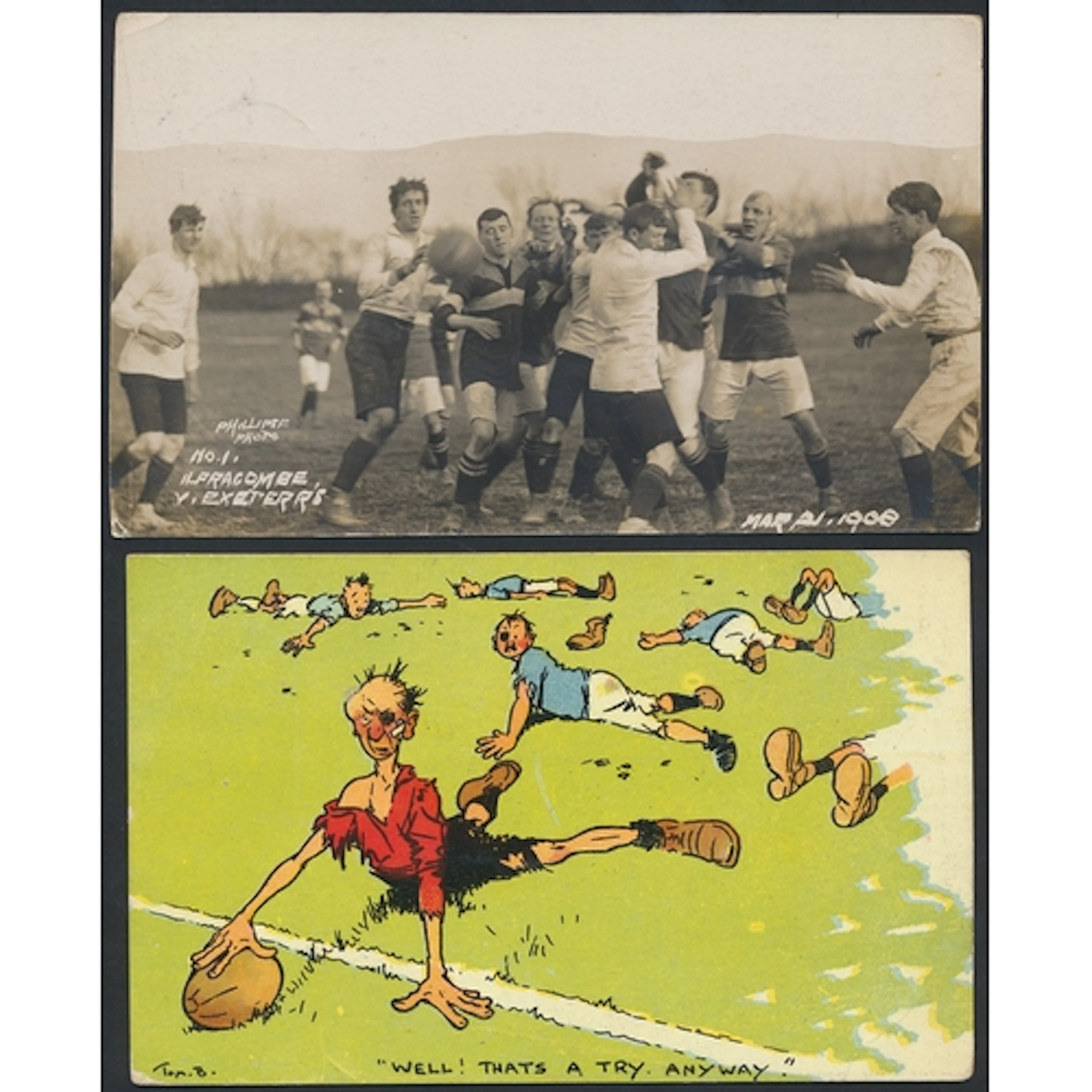 Sports. Rugby. Coln. of vintage cards in one album, with mos...