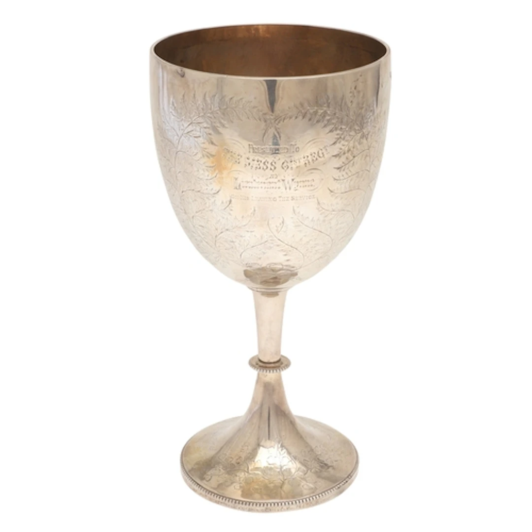 A VICTORIAN SILVER TROPHY CUP, MILITARY INTEREST, GLOUCESTER...