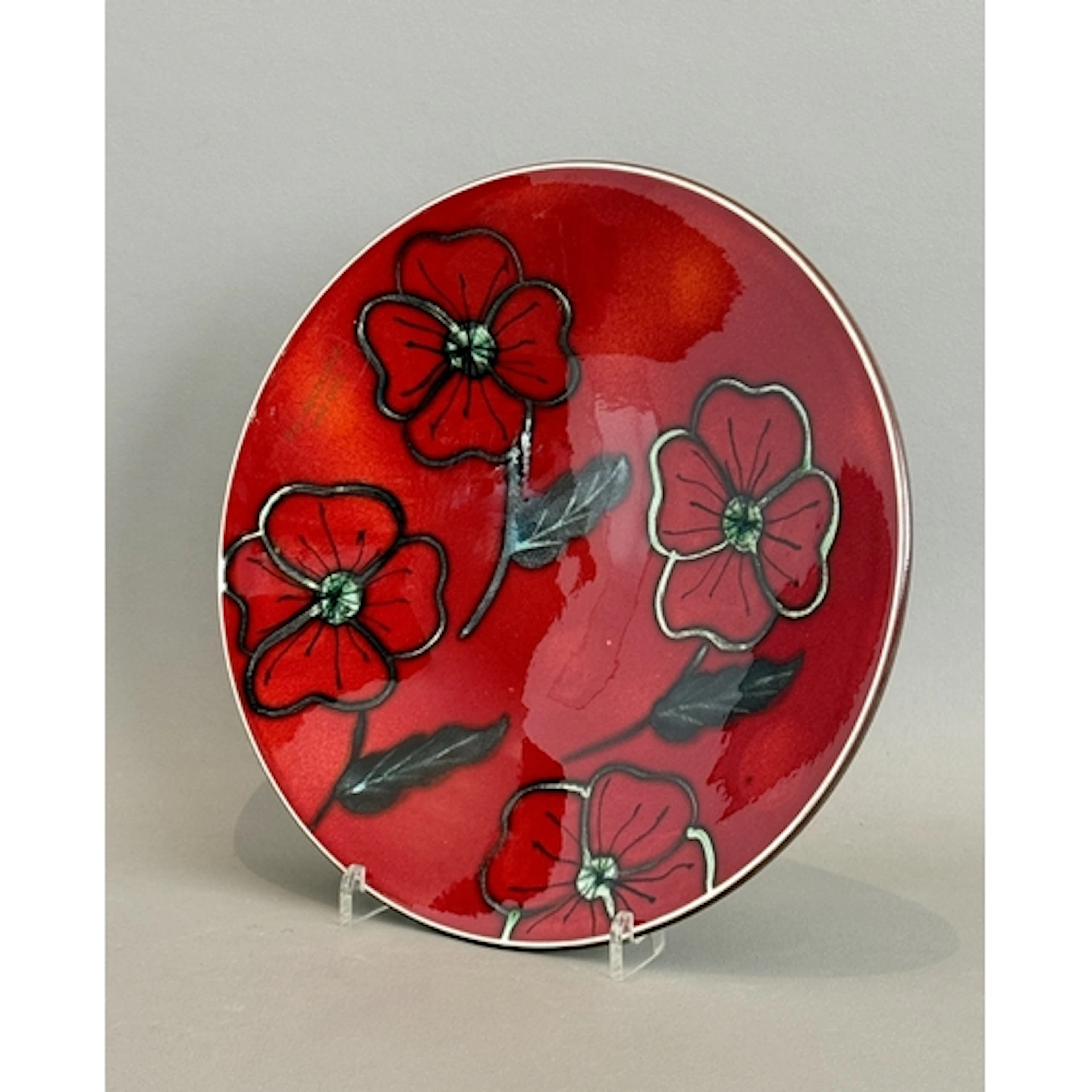 A Poole Pottery 'Poppy Field' shallow dish - signed 'poole N...