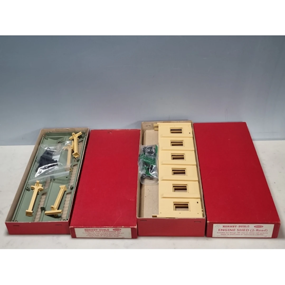 A boxed Hornby Dublo 5005 Engine Shed and 5006 Engine Shed E...