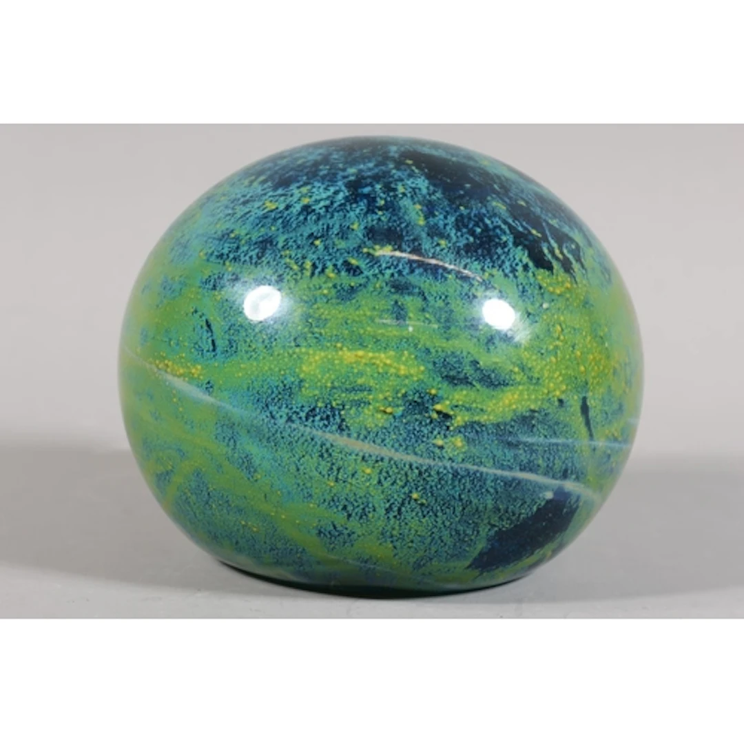 Large Mdina art glass paperweight in Sea and Sand design, 11...