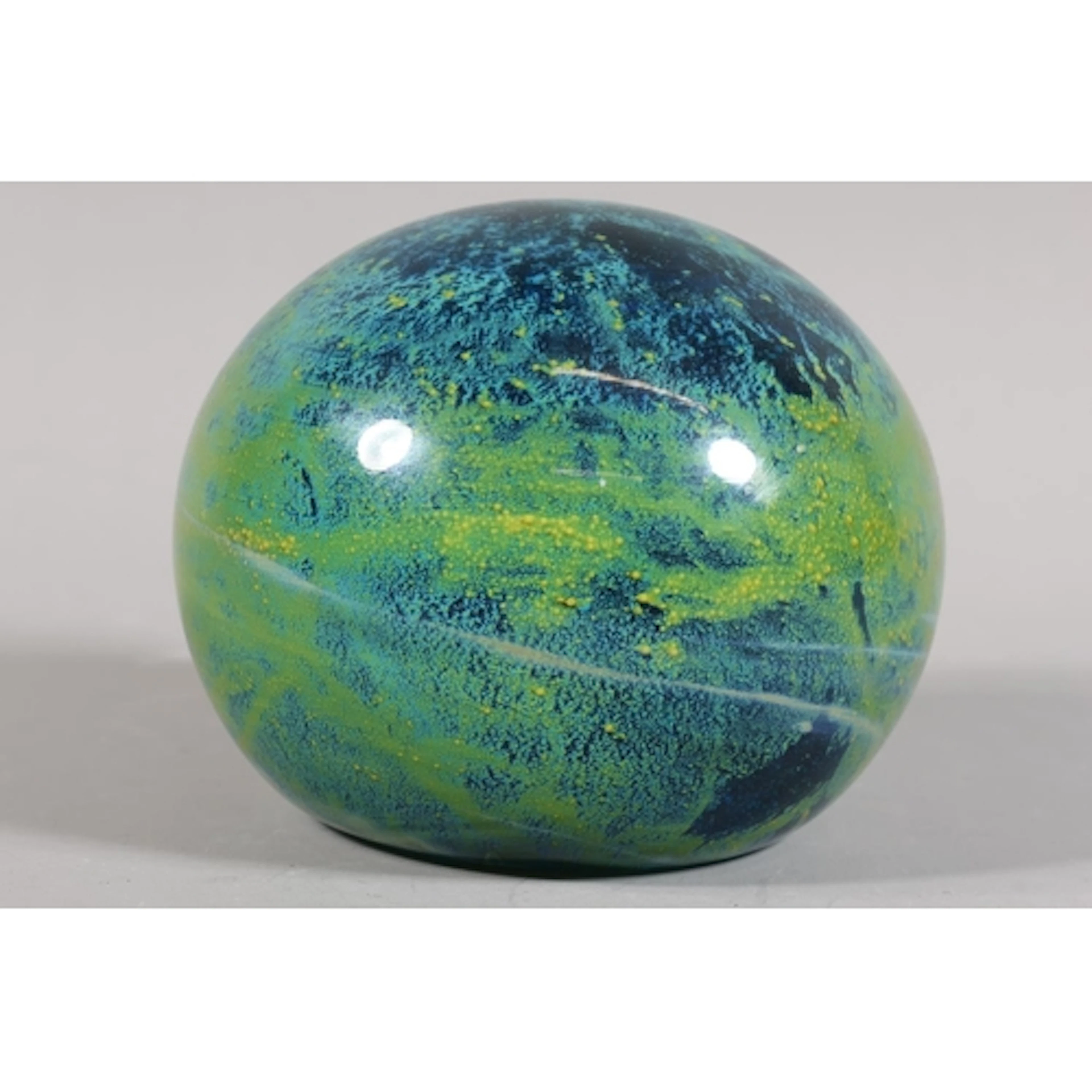 Large Mdina art glass paperweight in Sea and Sand design, 11...