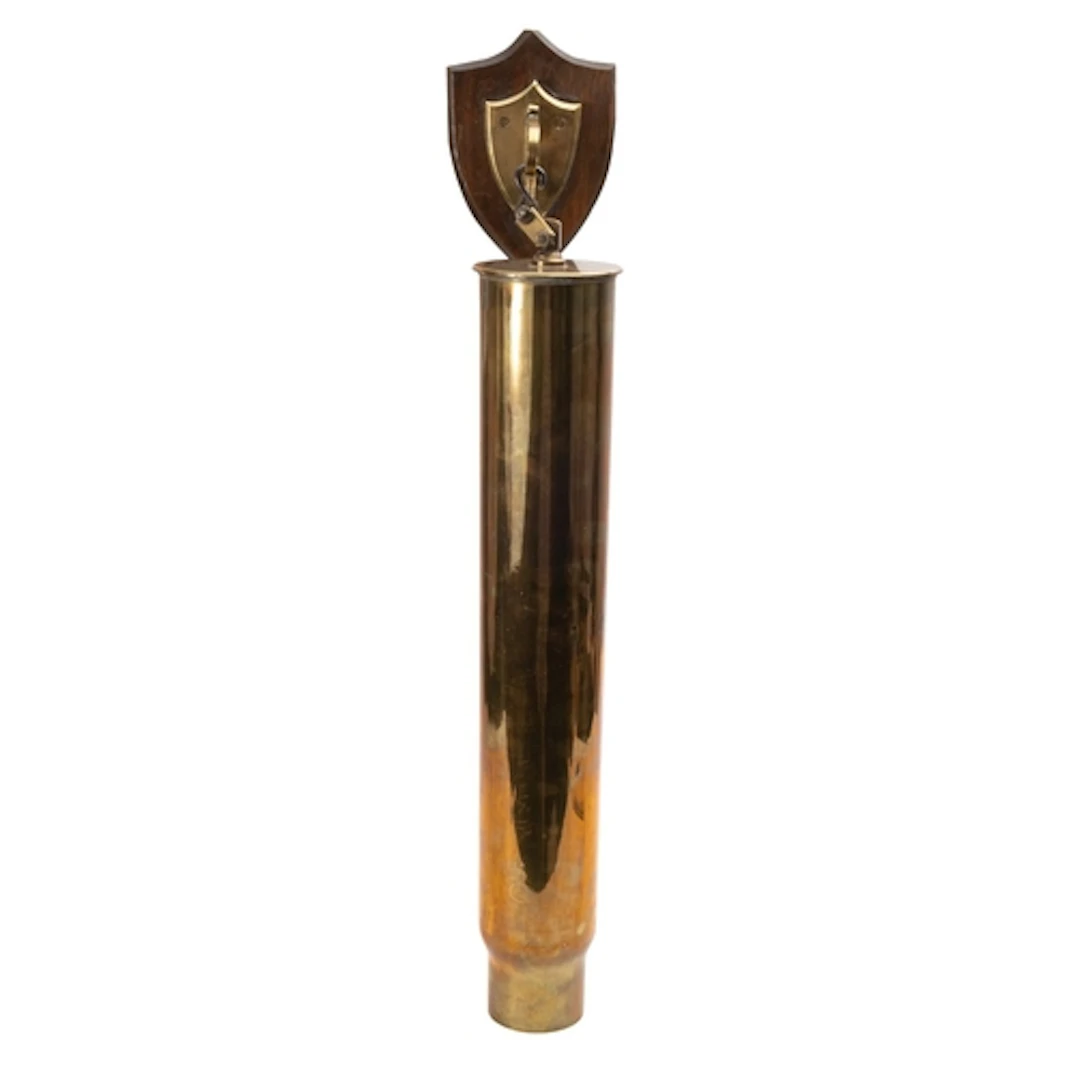 An early 20th century brass 3 inch shell case dinner gong, m...