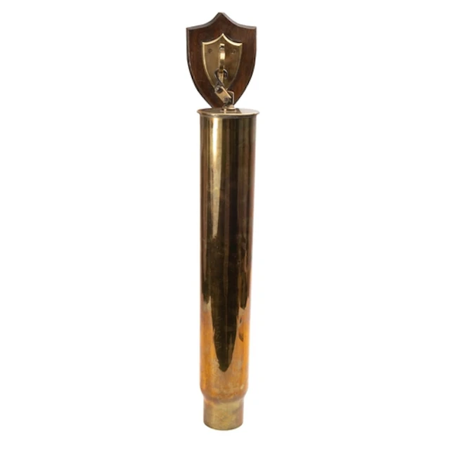 An early 20th century brass 3 inch shell case dinner gong, m...