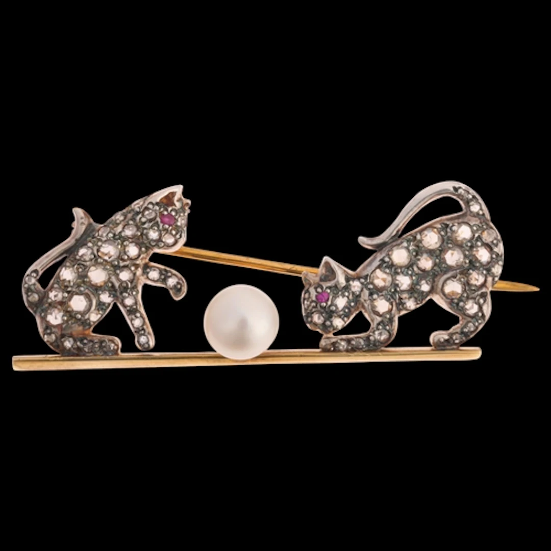 A Contemporary 18ct gold and silver diamond and pearl figura...
