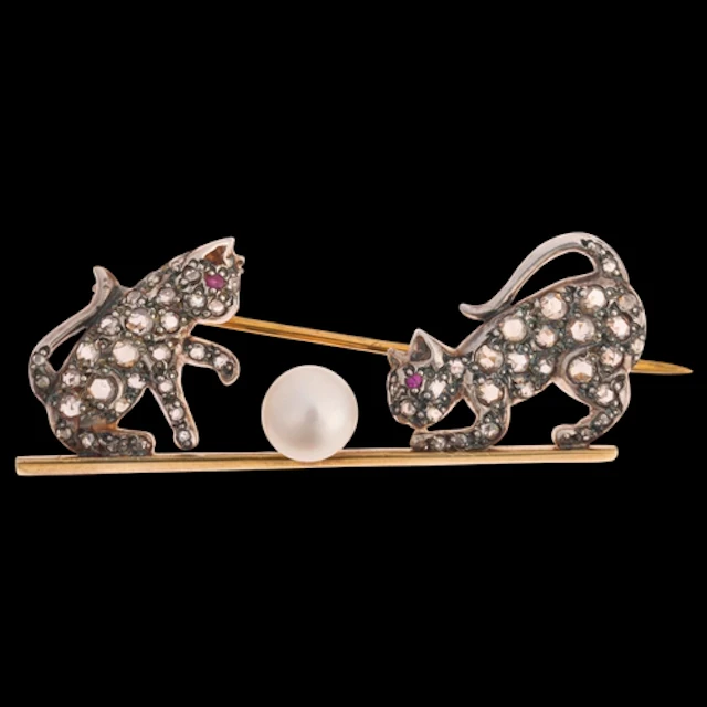 A Contemporary 18ct gold and silver diamond and pearl figura...