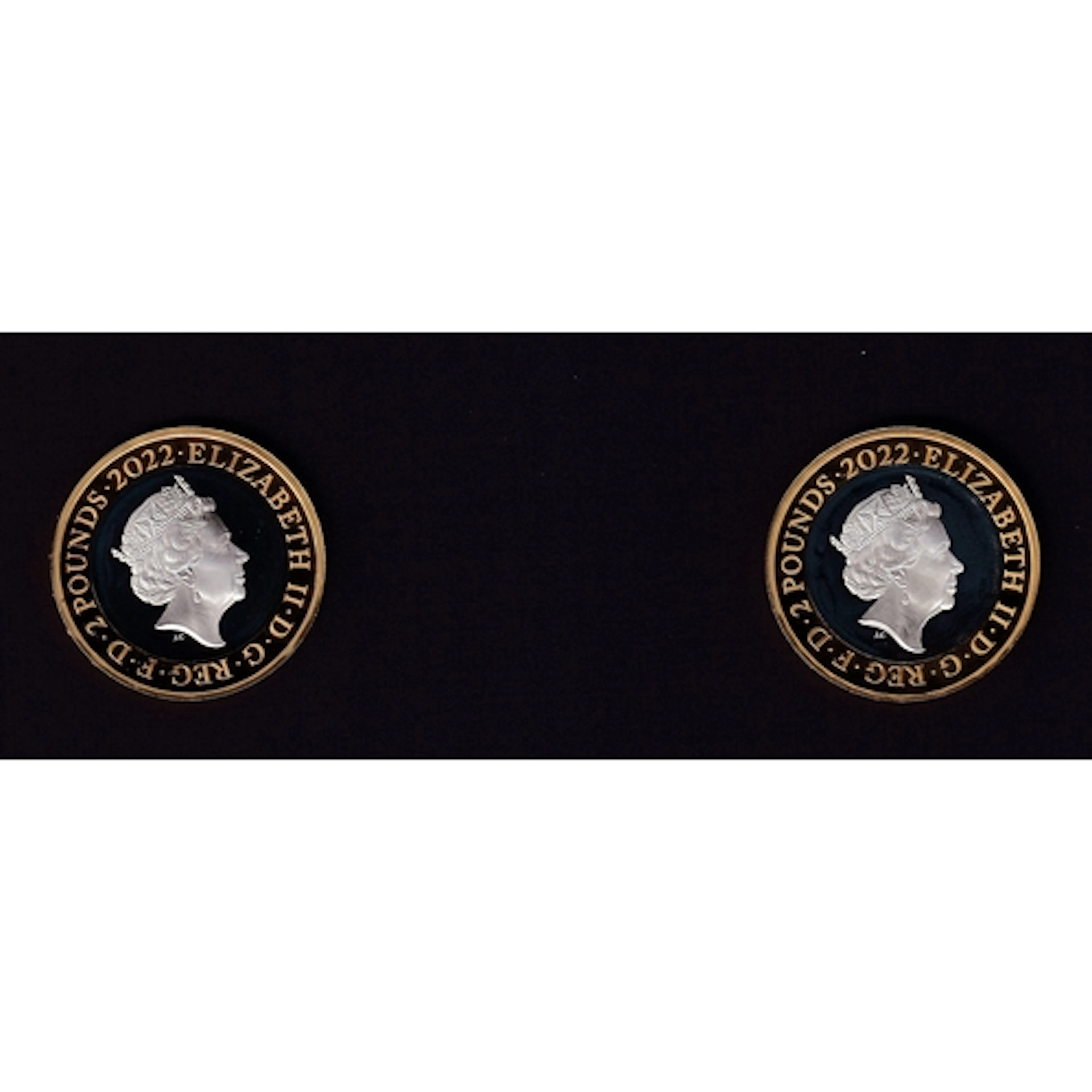 2022 UK Queen Elizabeth II pair of silver proof £2 coins, co...