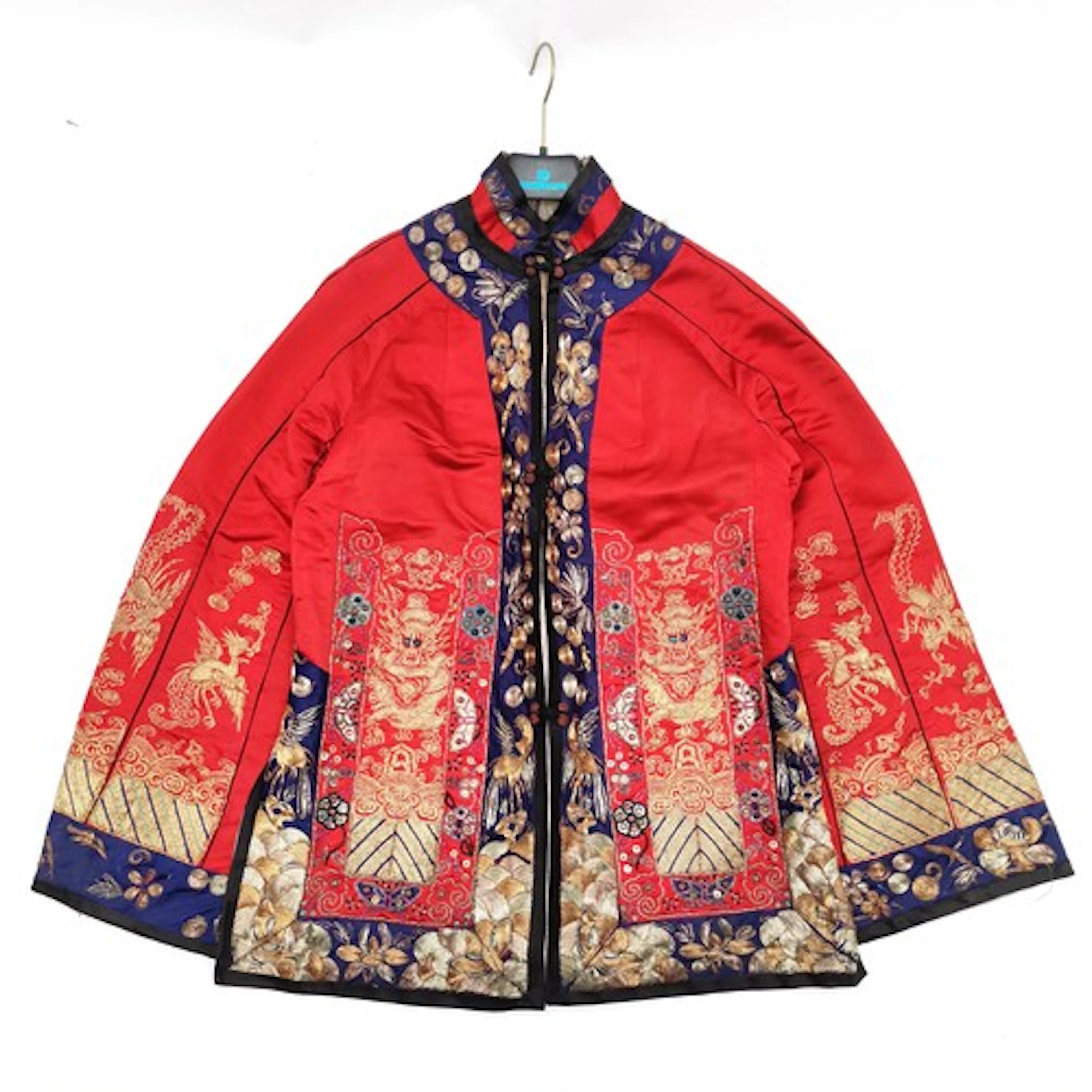 Antique Chinese silk jacket with gold braid detail of dragon...
