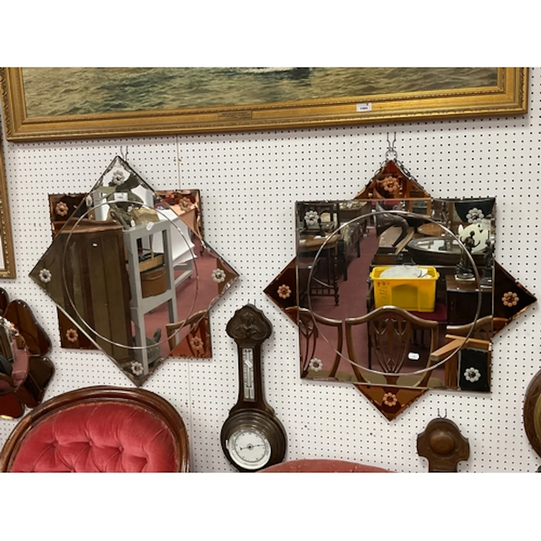 Pair of Art Deco Star of David Wall Mirrors, of square form,...