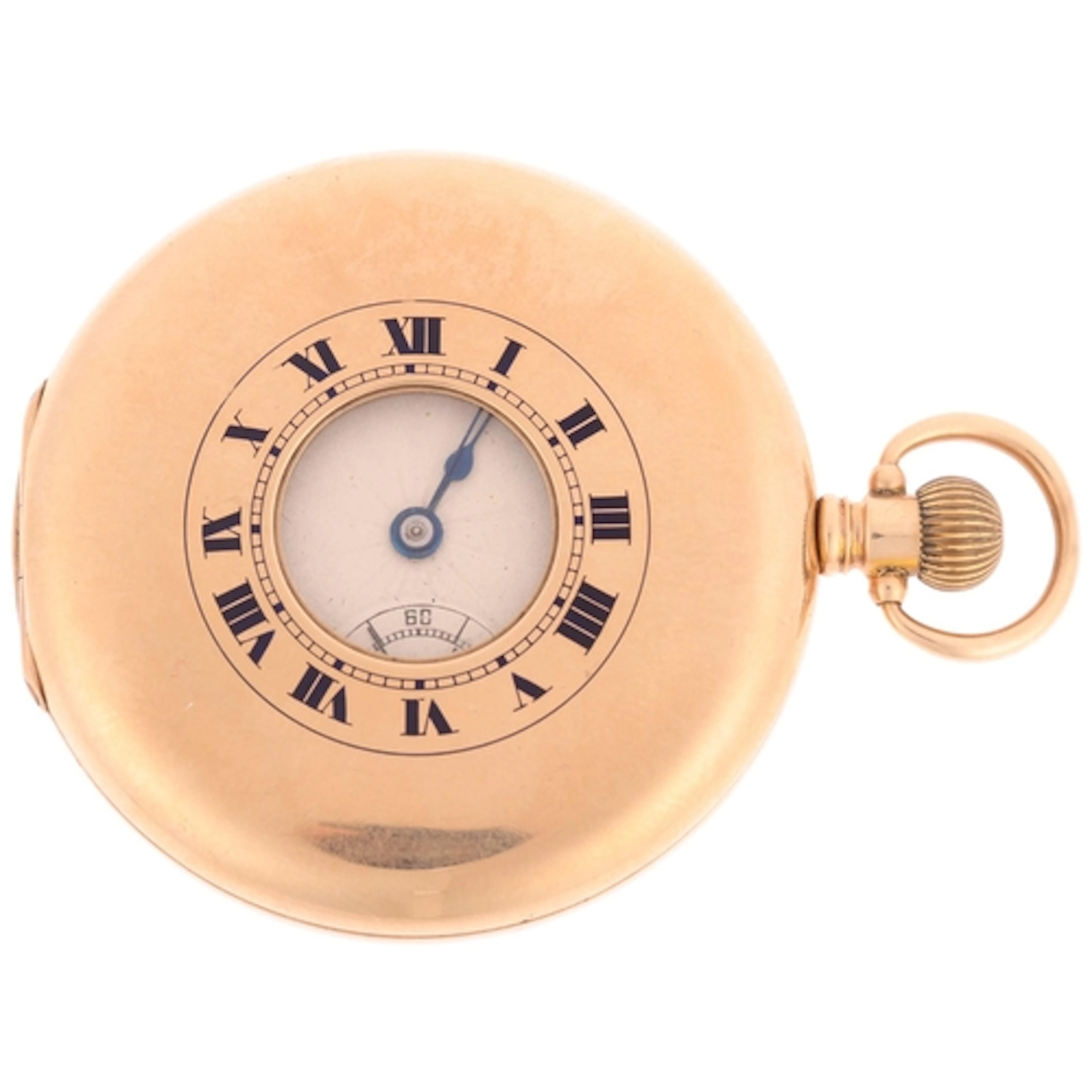 ROLEX - an Art Deco 9ct gold half hunter keyless slimline po...