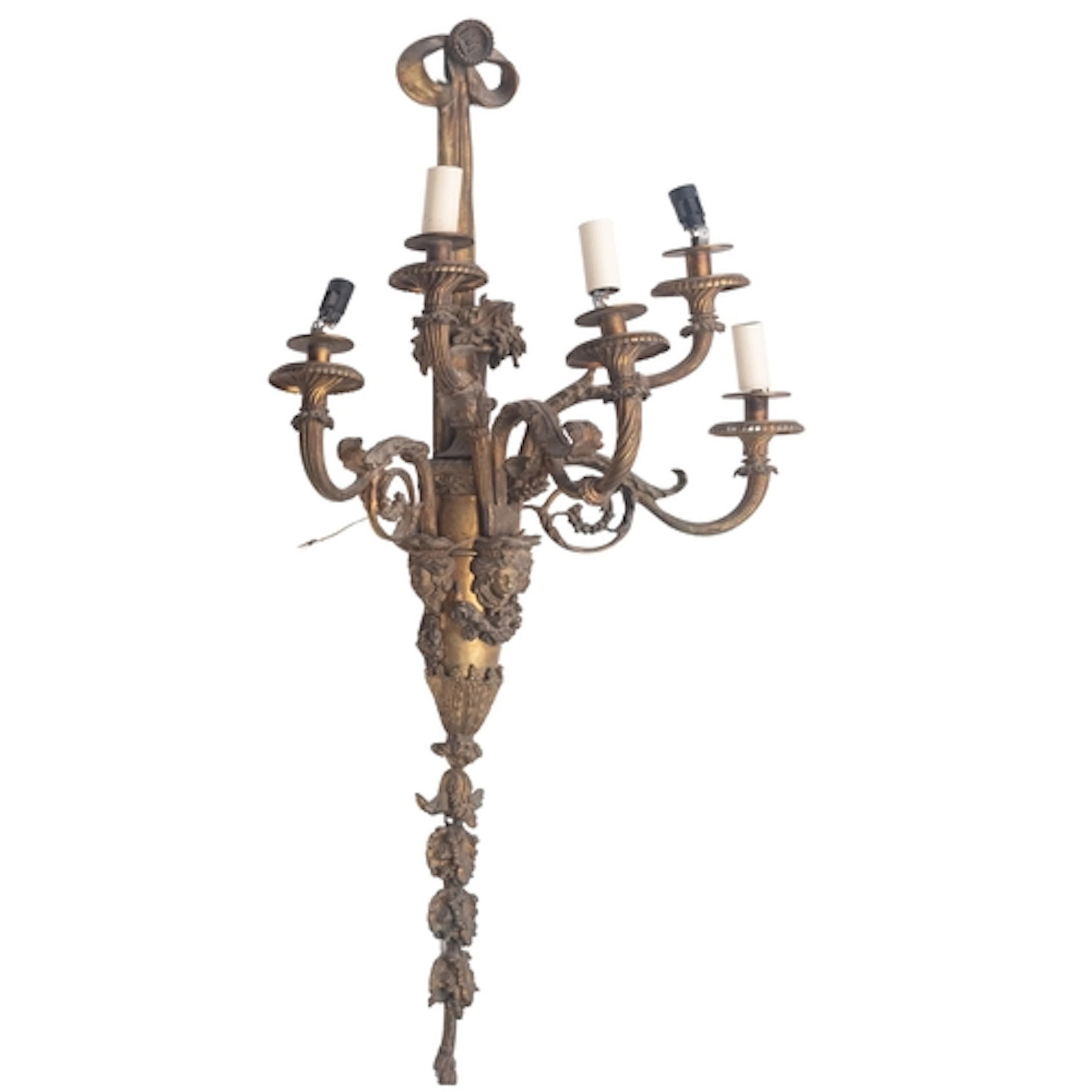 A substantial gilt bronze five light wall applique in Louis ...