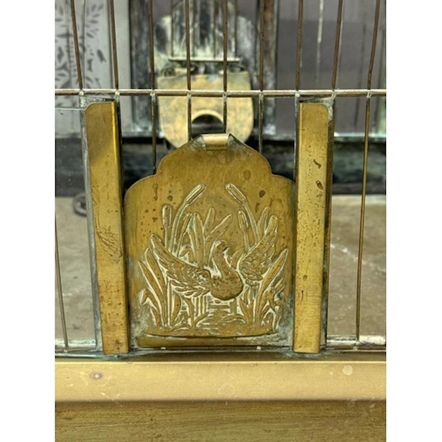 A brass art nouveau style dome topped birdcage. Height 55 cm...