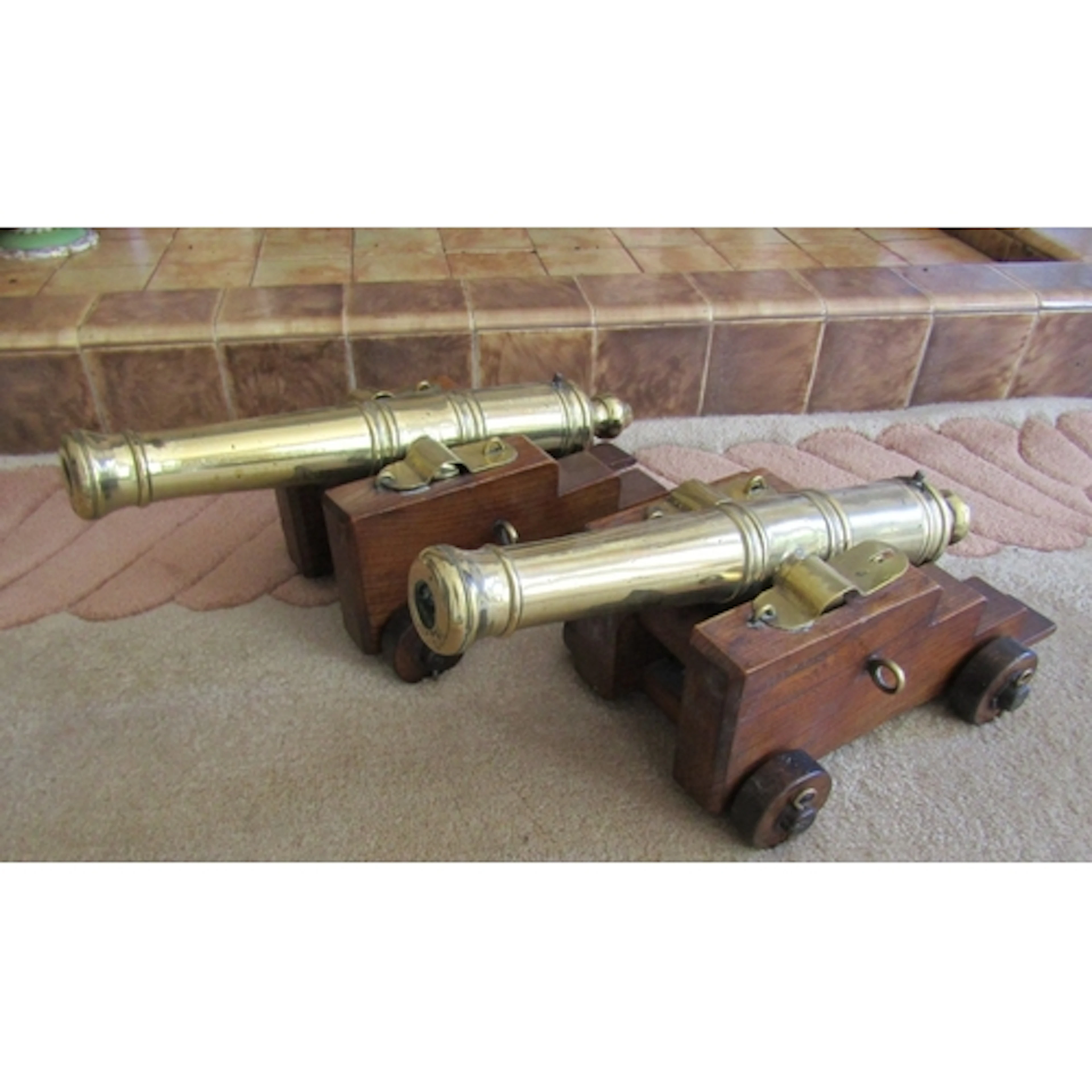 Pair of Antique Model Form Ships Cannon Each Cannon Approxim...
