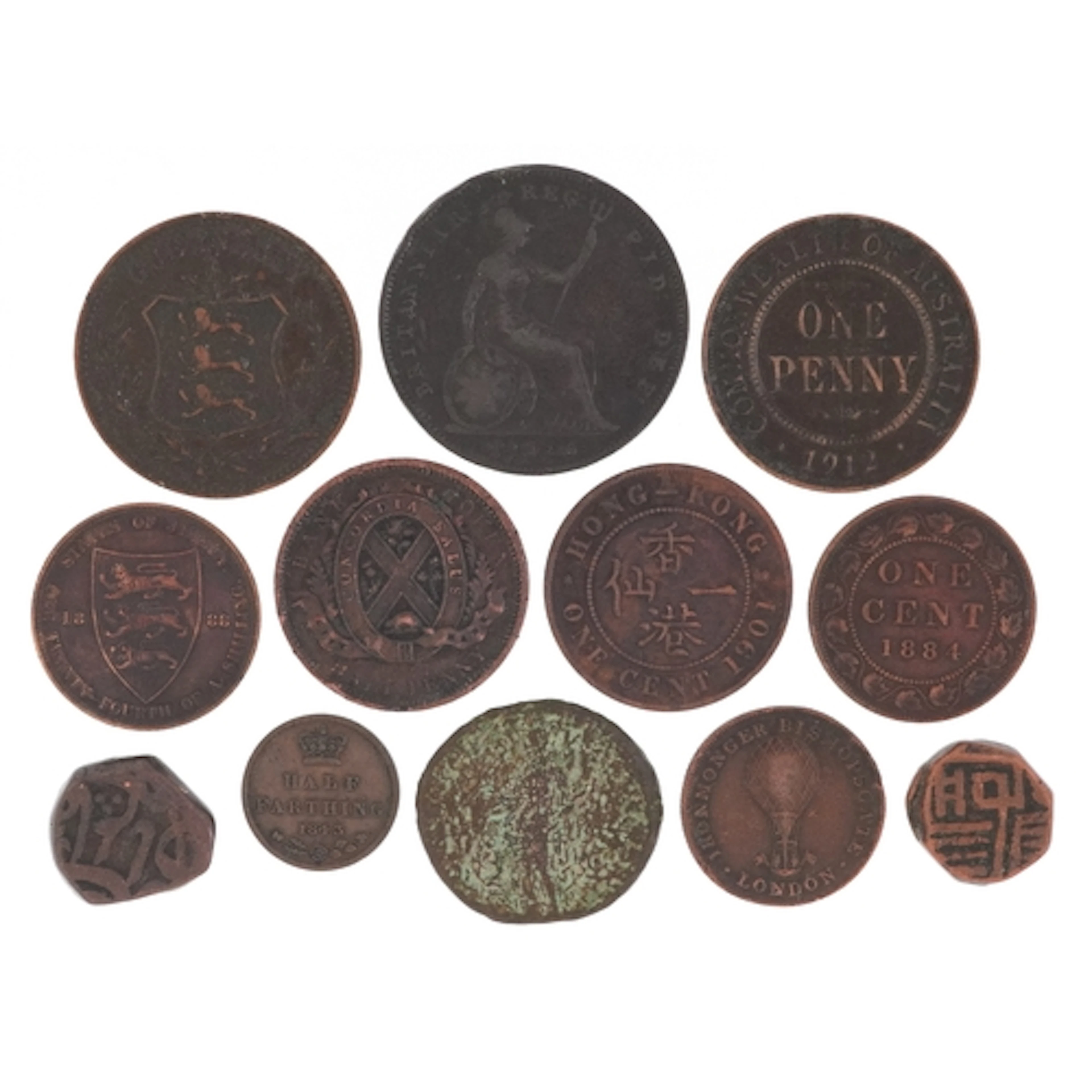16th century and later British commonwealth copper coins and...
