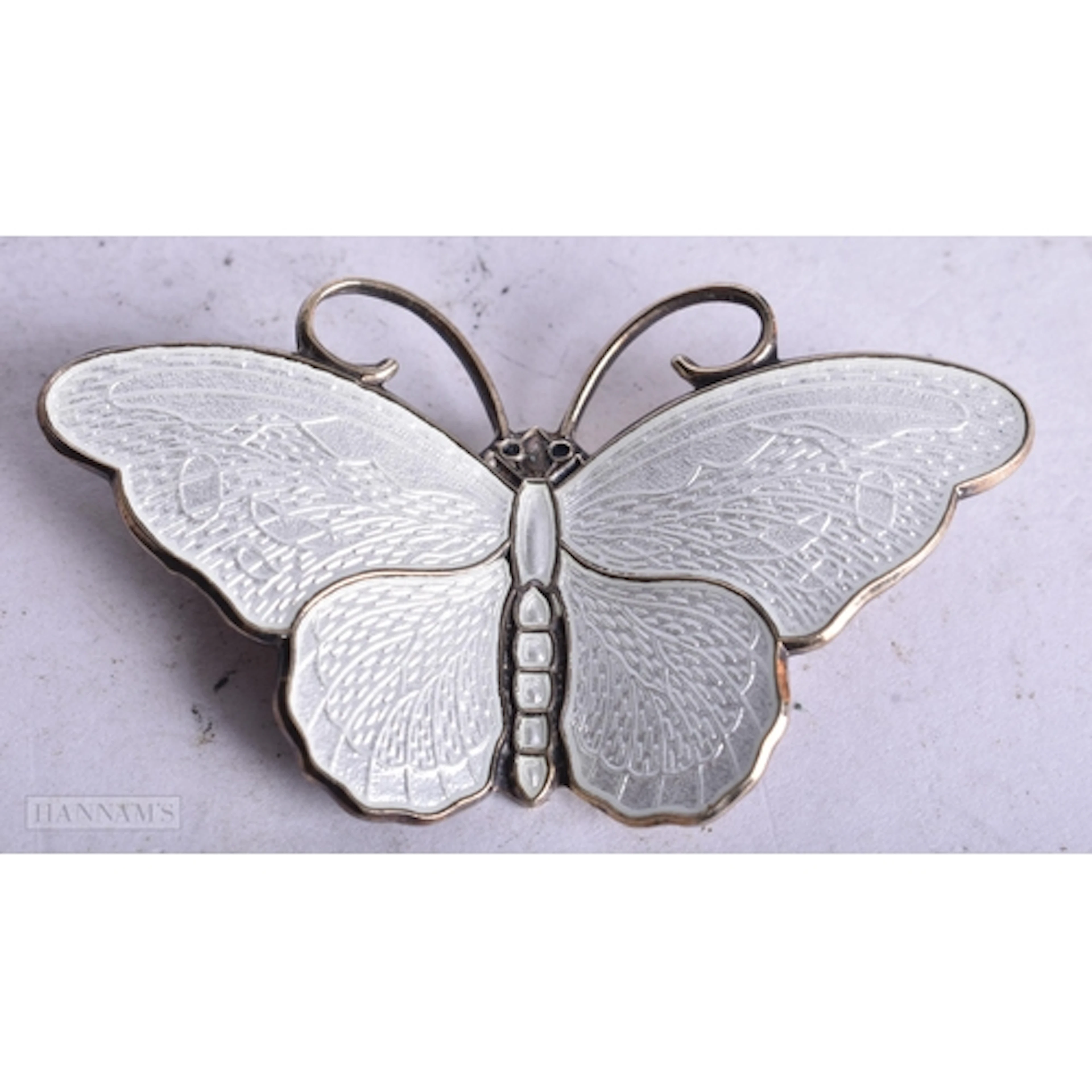 David Andersen Sterling Silver White Enamel Butterfly Brooch...