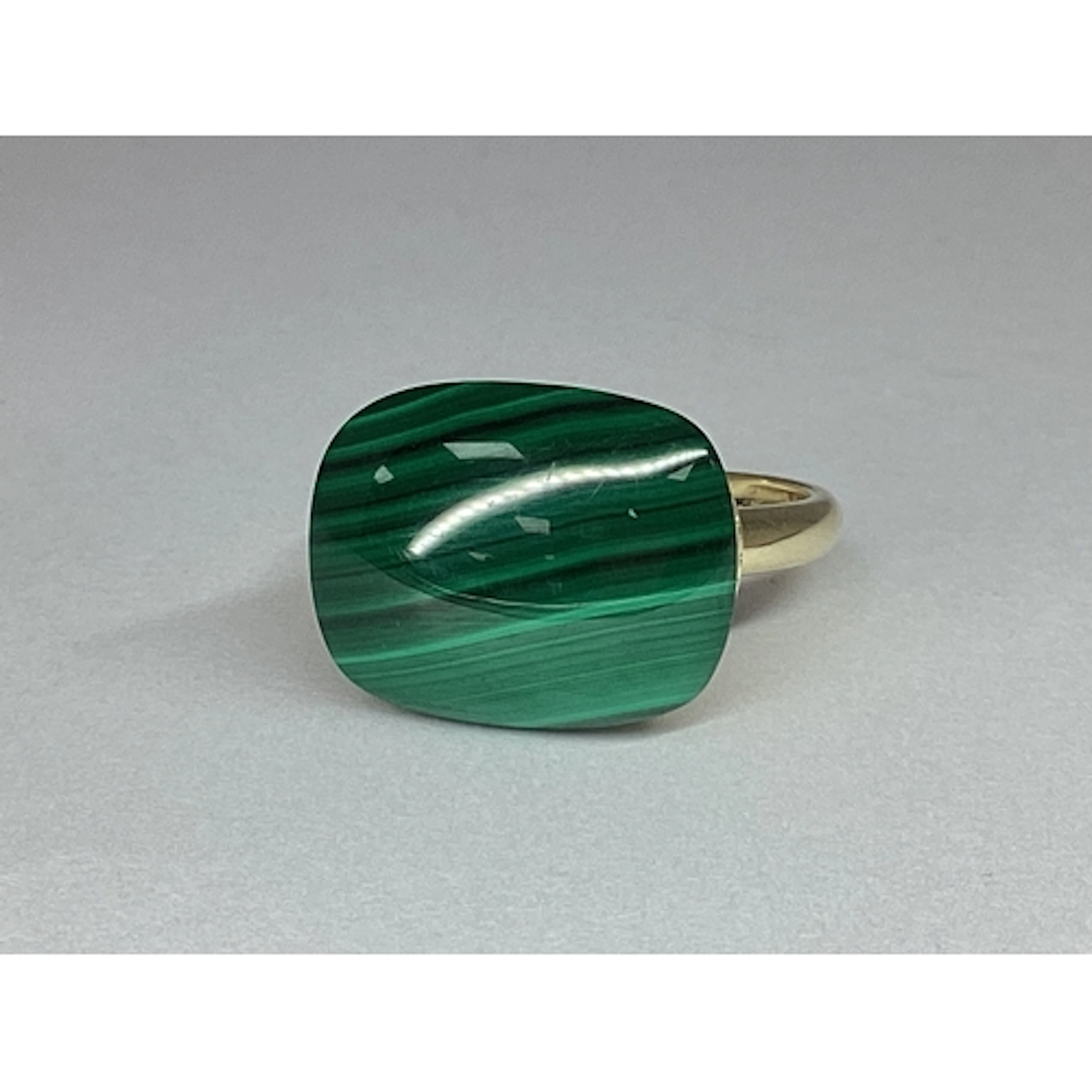 QVC; A Large 9ct Gold Single Stone Malachite Dress Ring, the...