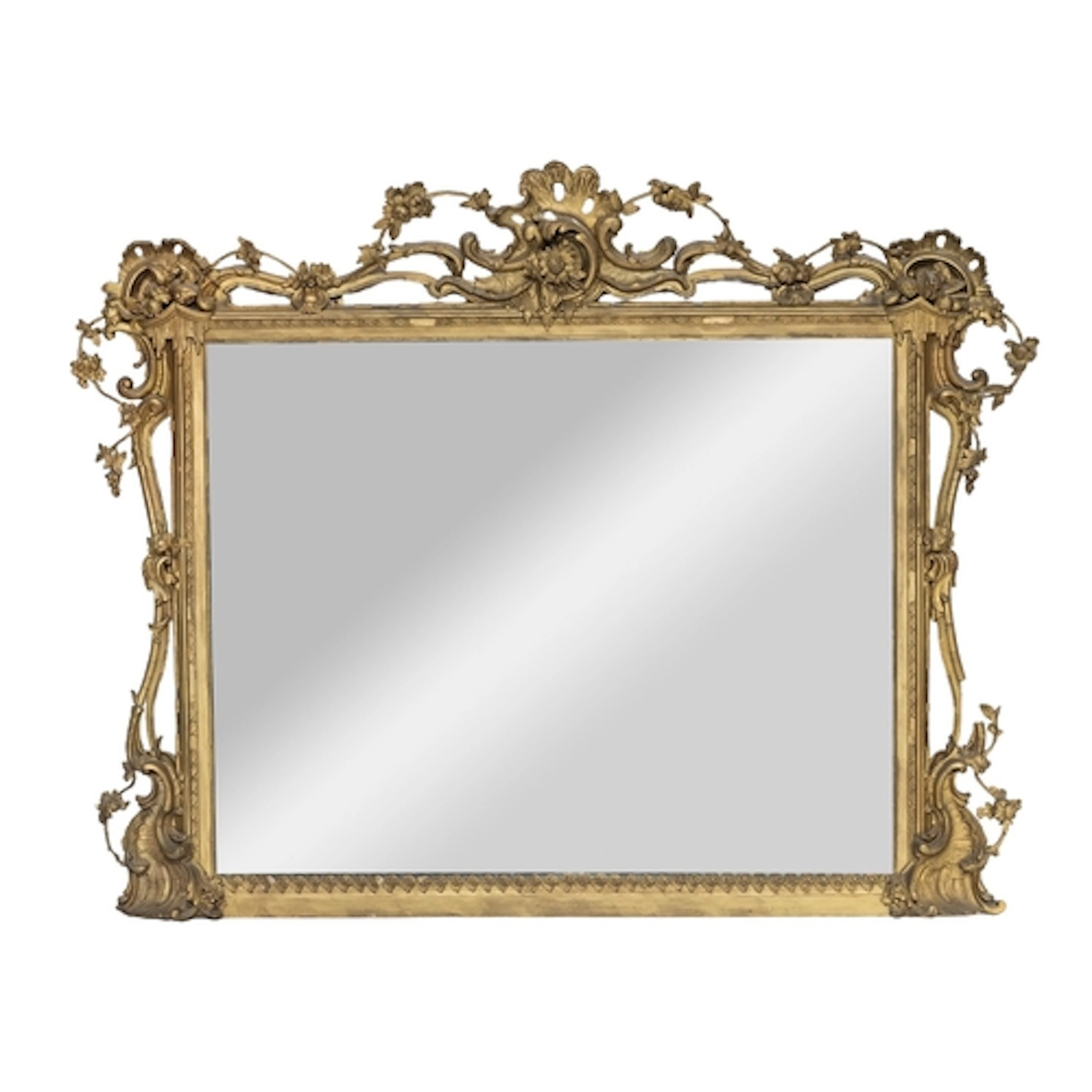 A giltwood and composition framed rectangular overmantel mir...