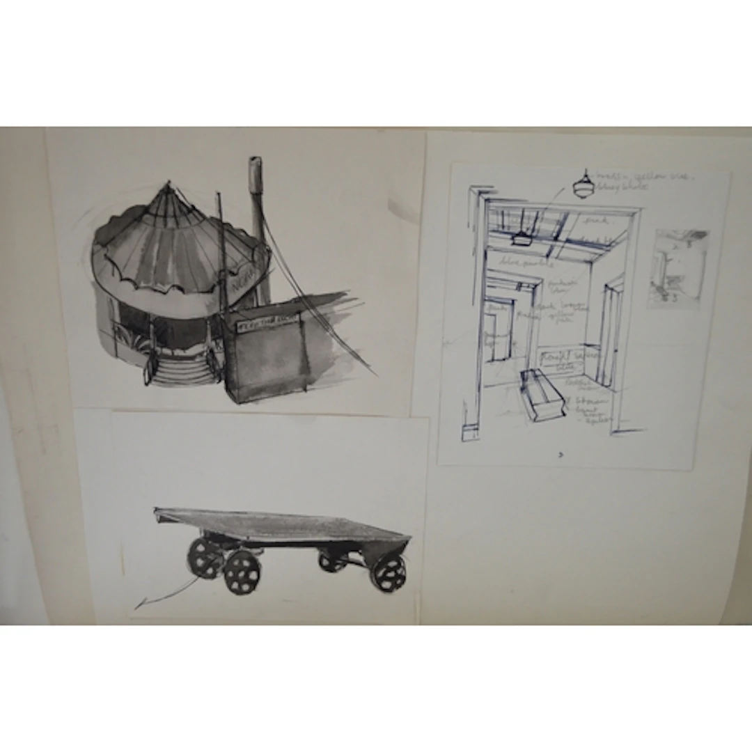 Folio containing a quantity of various watercolour sketches,...