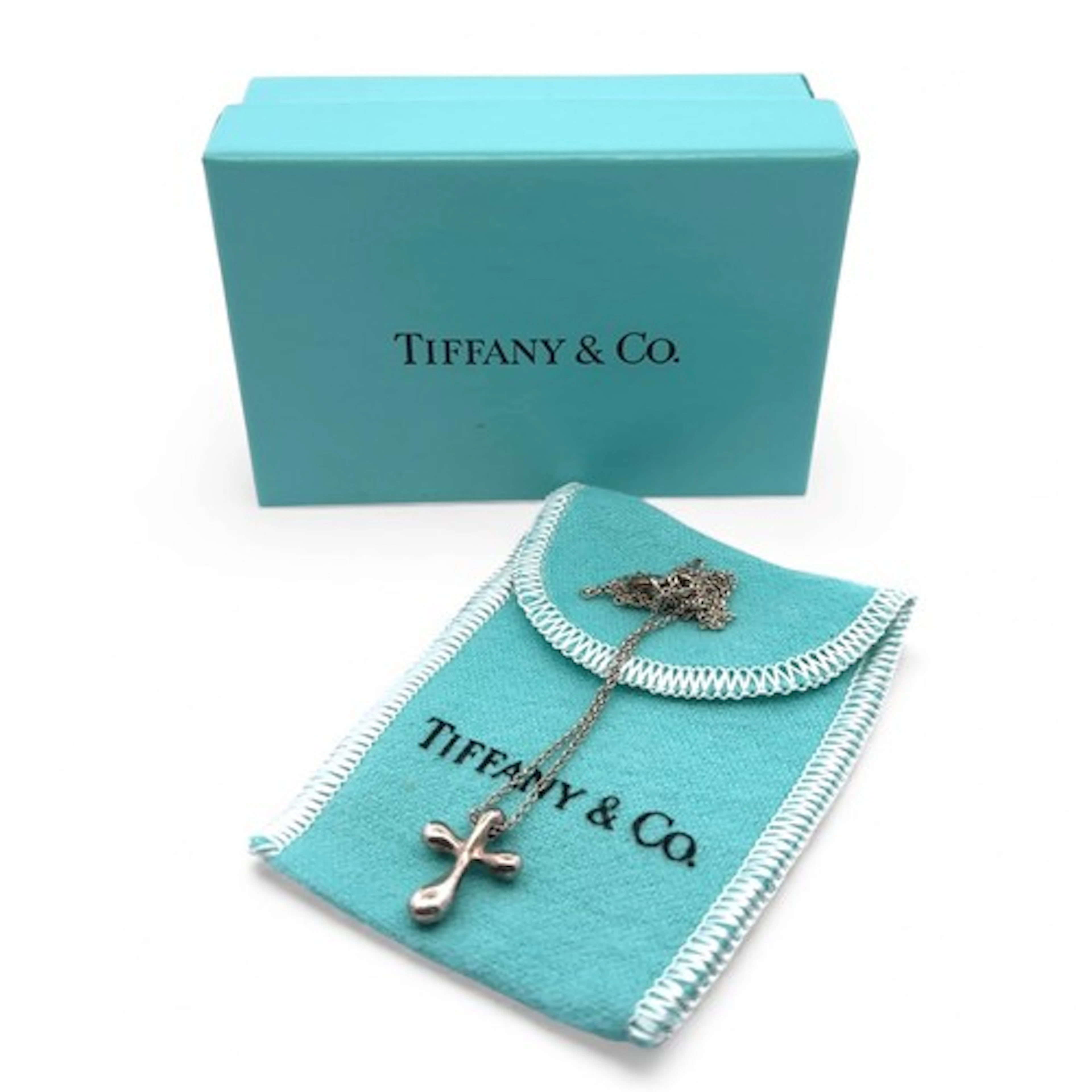 Tiffany & Co cross pendant necklace by Elsa Peretti, 15mm lo...