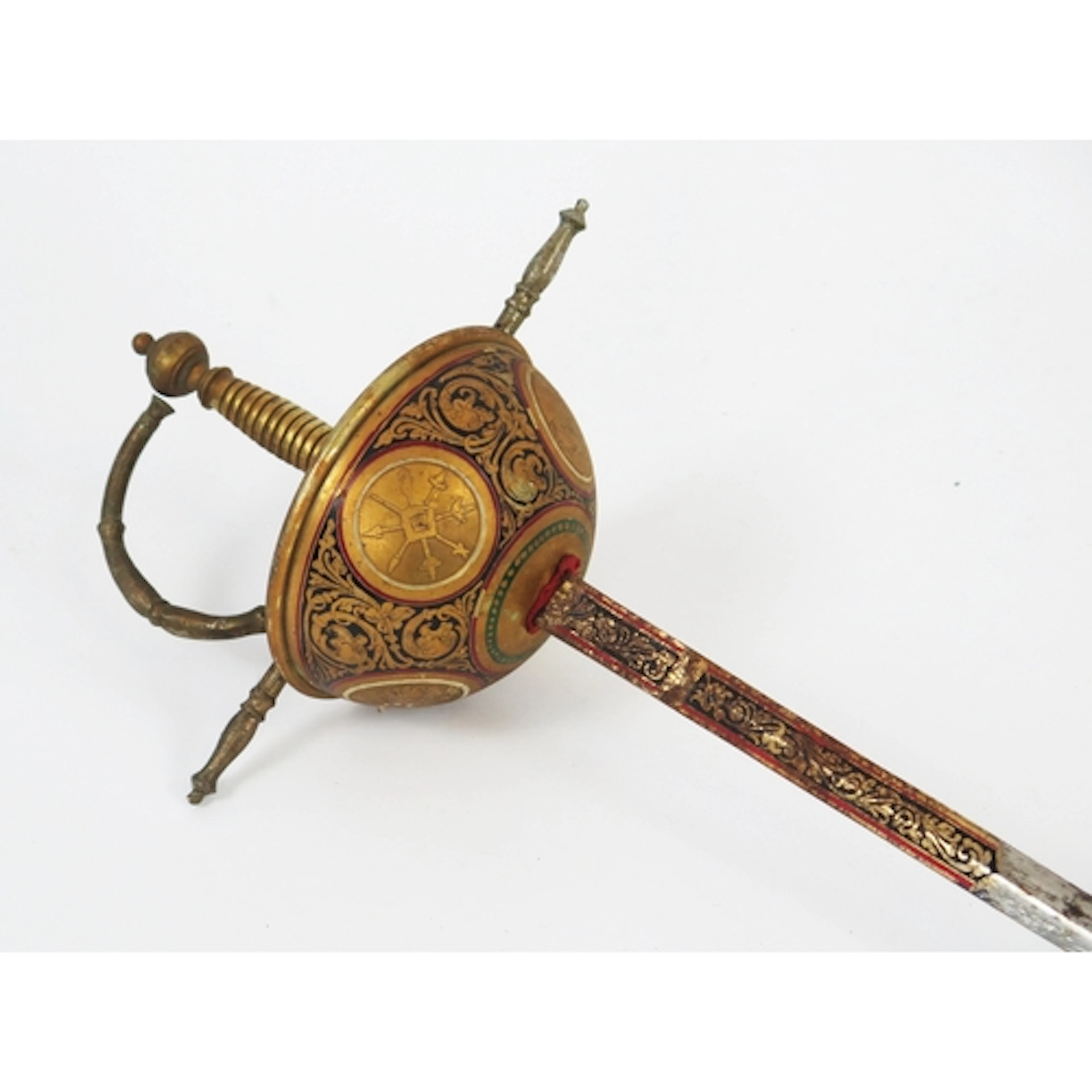A reproduction Spanish style rapier with 85cm blade, the bow...