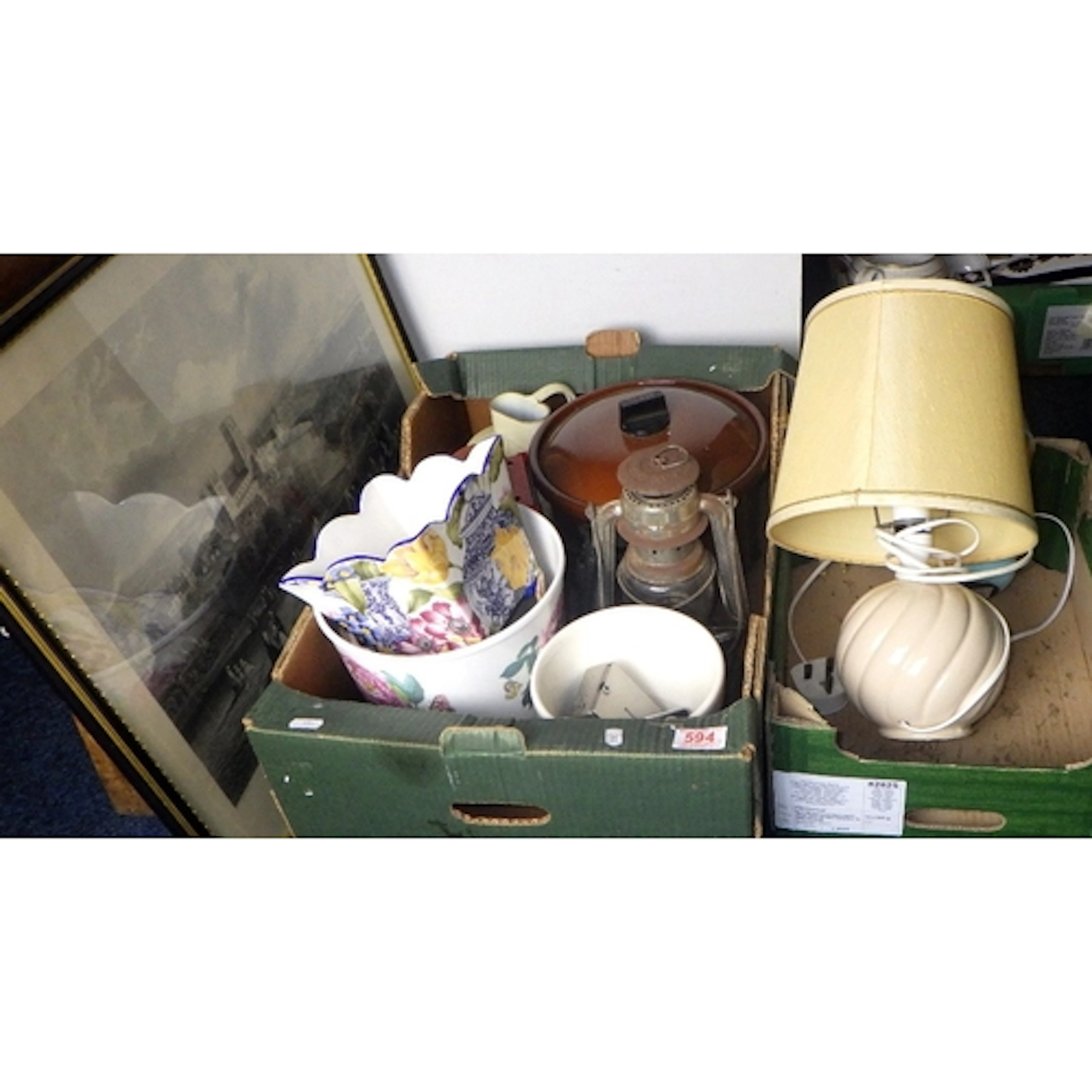 A qty of misc ceramics, lamp, Durham print etc