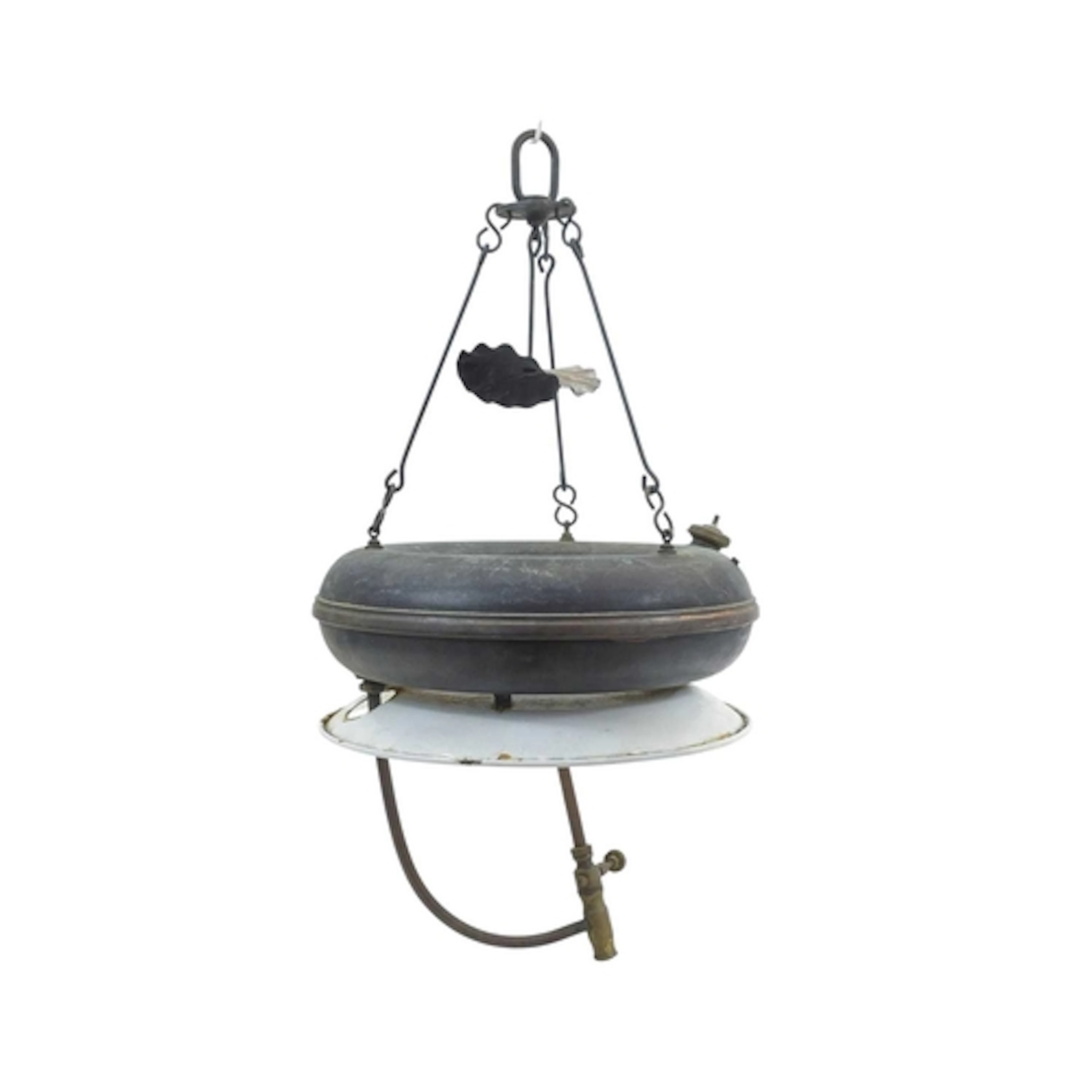 An unusual Tilley annular hanging lamp. With a white enamel ...