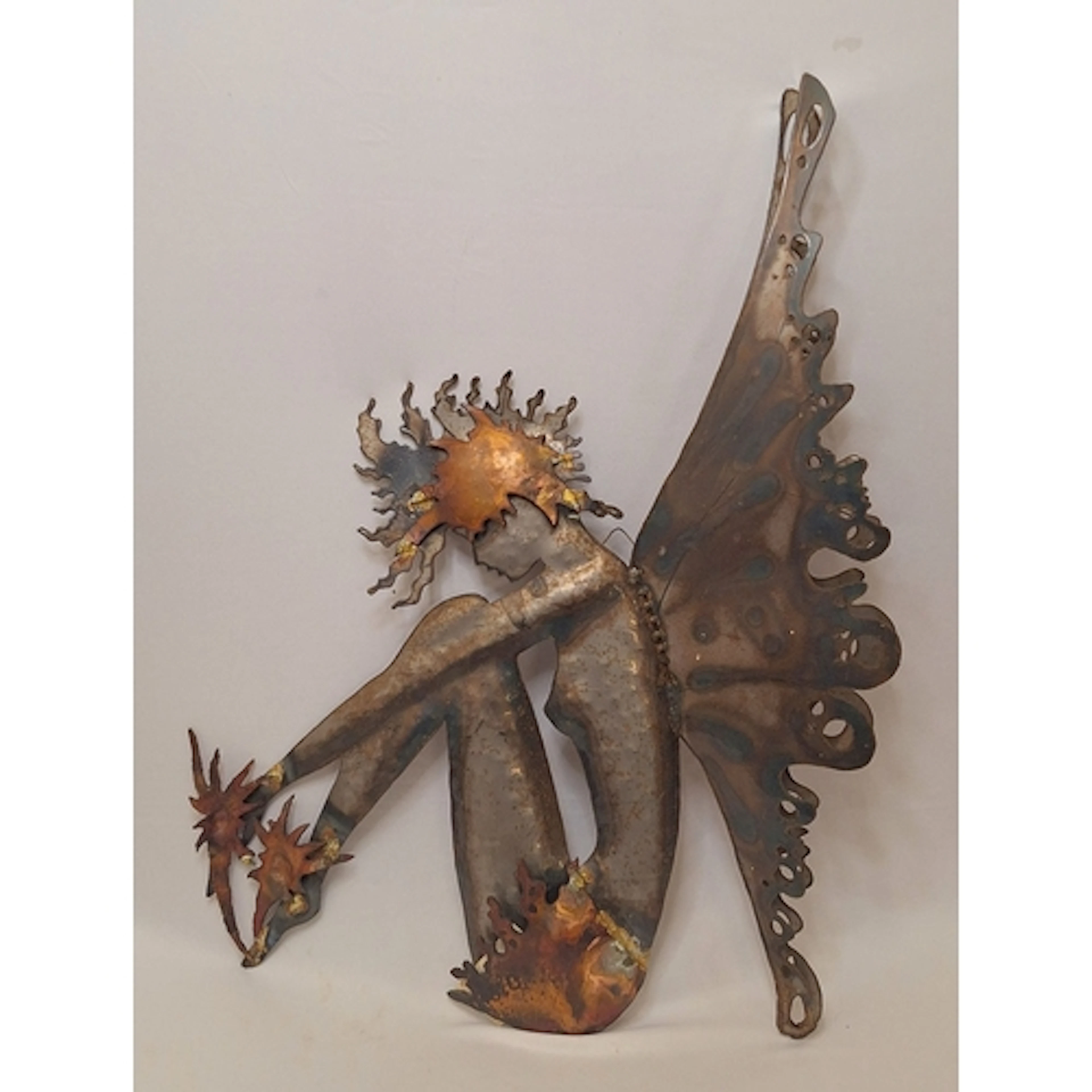 Peter Baker Wall Mounted Sculpture in Steel image of a fairy...