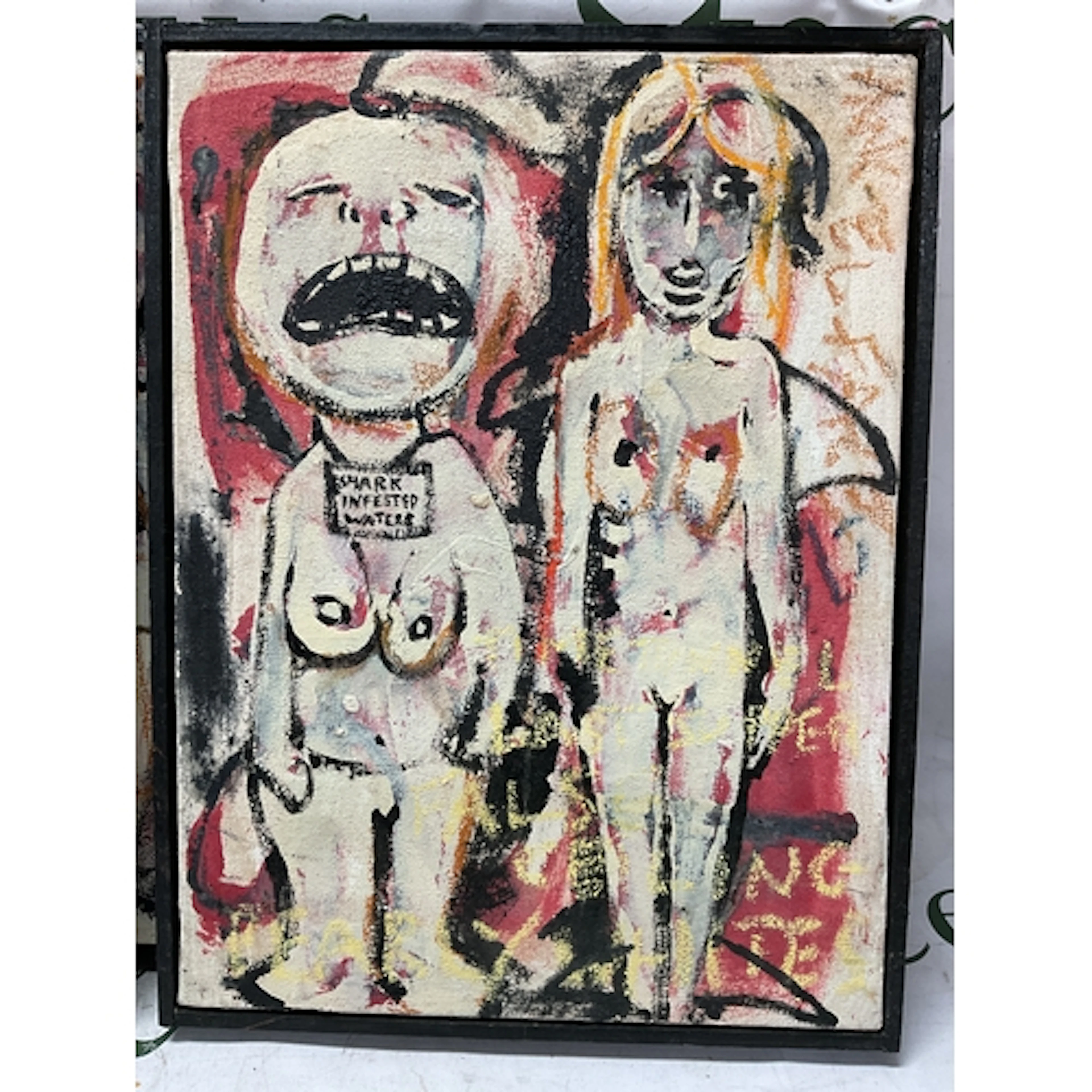Joel S Dickens (1974-), “shark infested waters” 34 cm x 26 c...