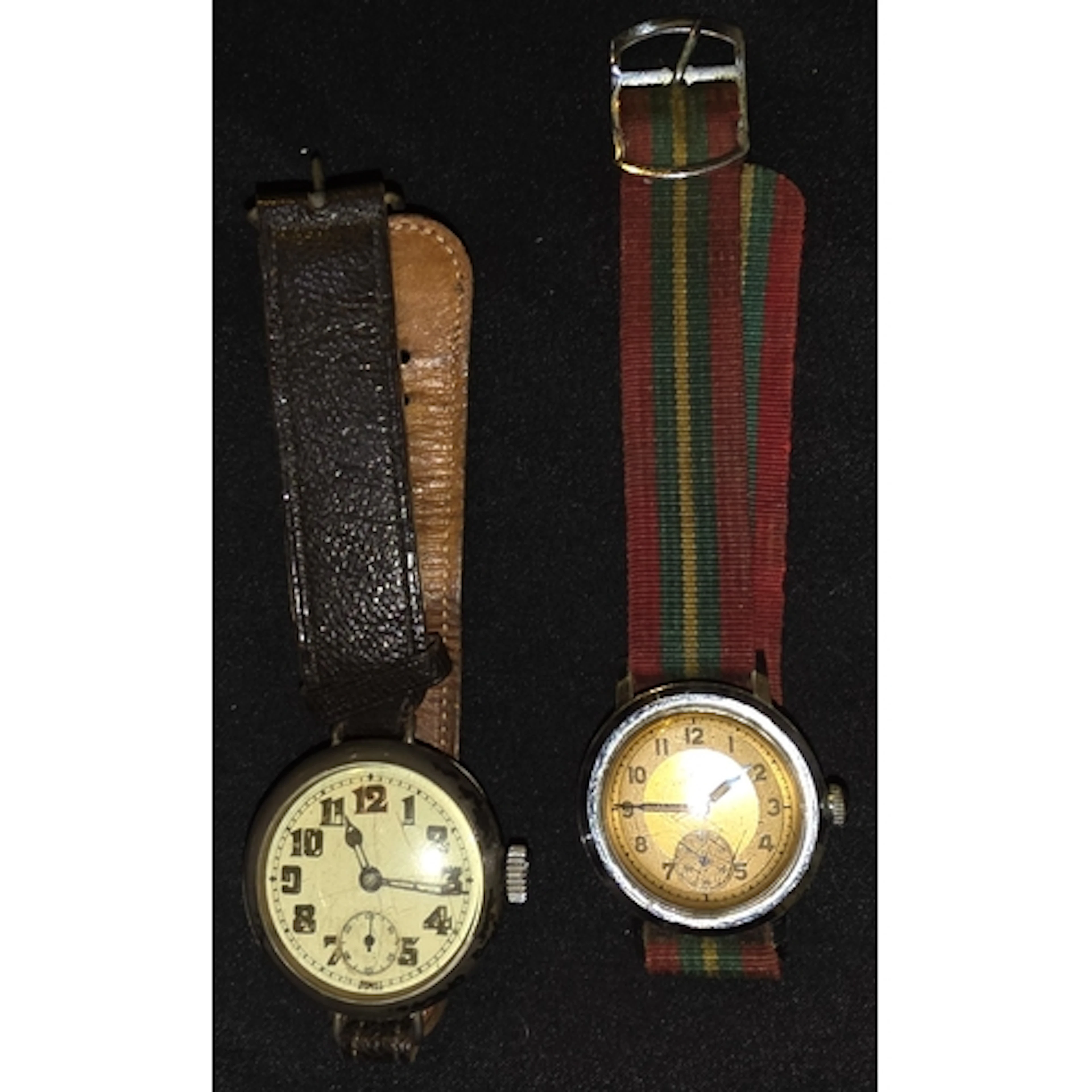 A WW1 officers trench style watch silver cased and a mid cen...