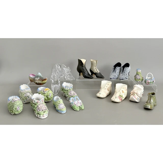 A collection of miniature shoe ornaments - nineteenth centur...