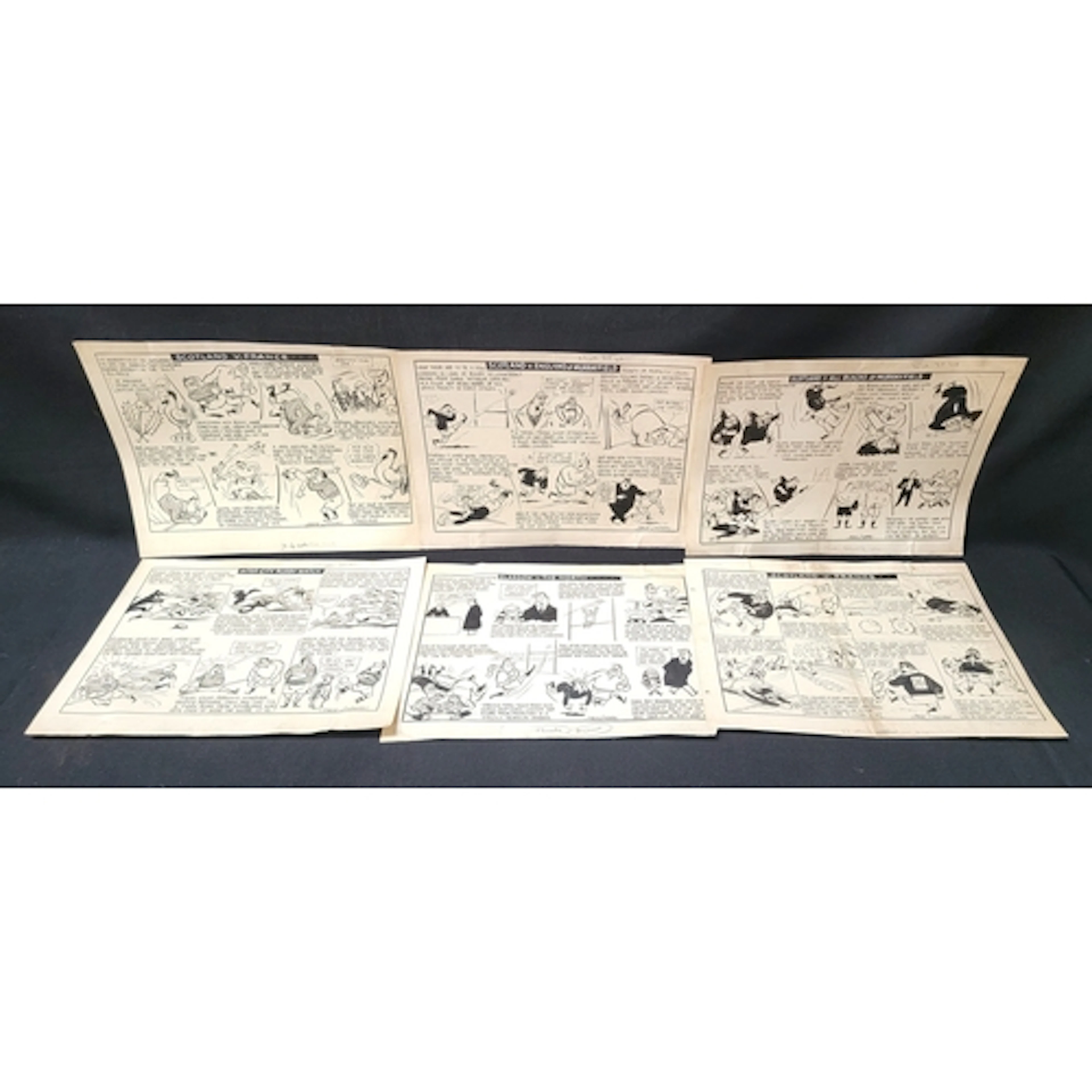 JACK LINDSAY - SIX PEN AND INK ORIGINAL RUGBY INTEREST COMIC...