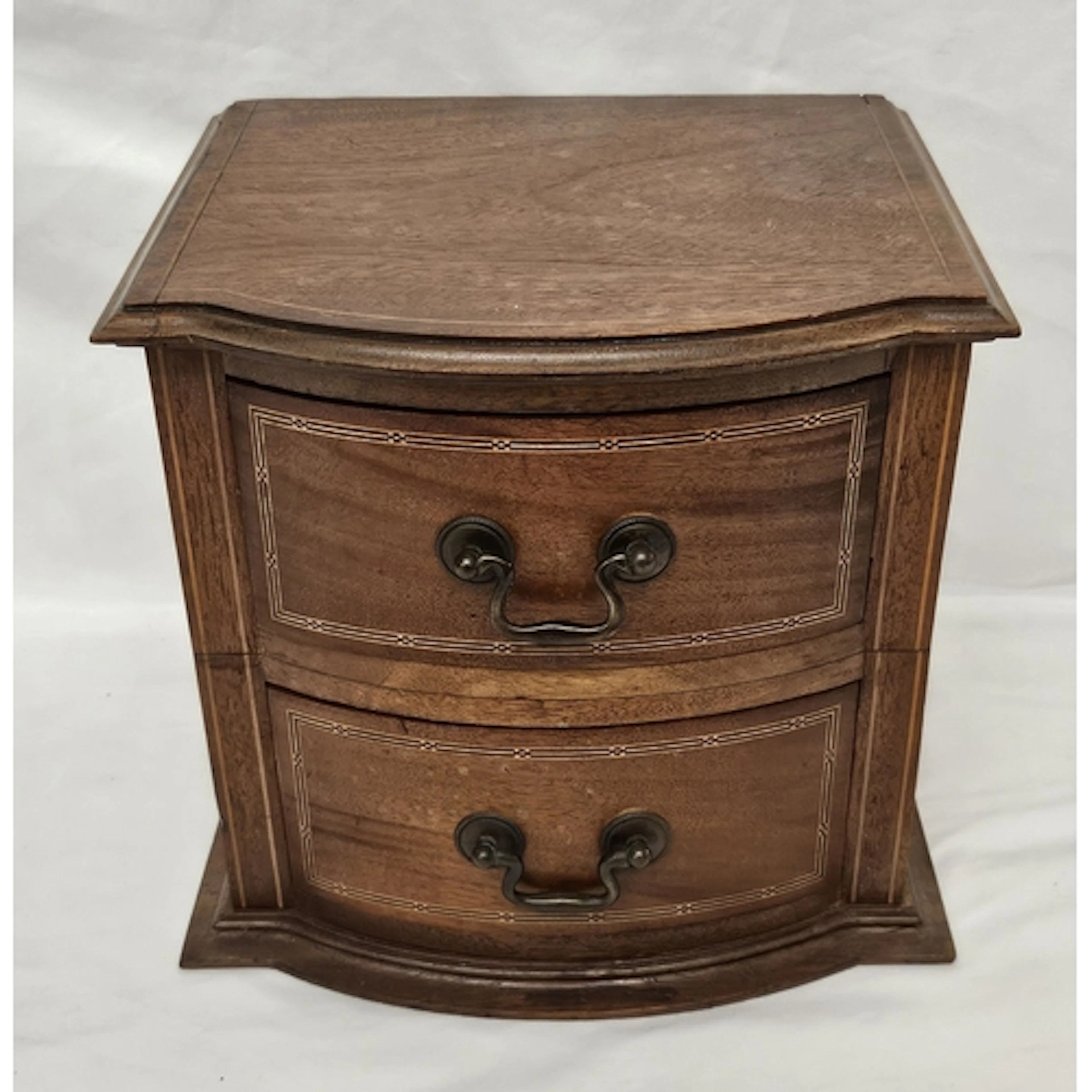 2 Drawer Bow Fronted Table Top Chest of Drawers/Jewellery Ca...