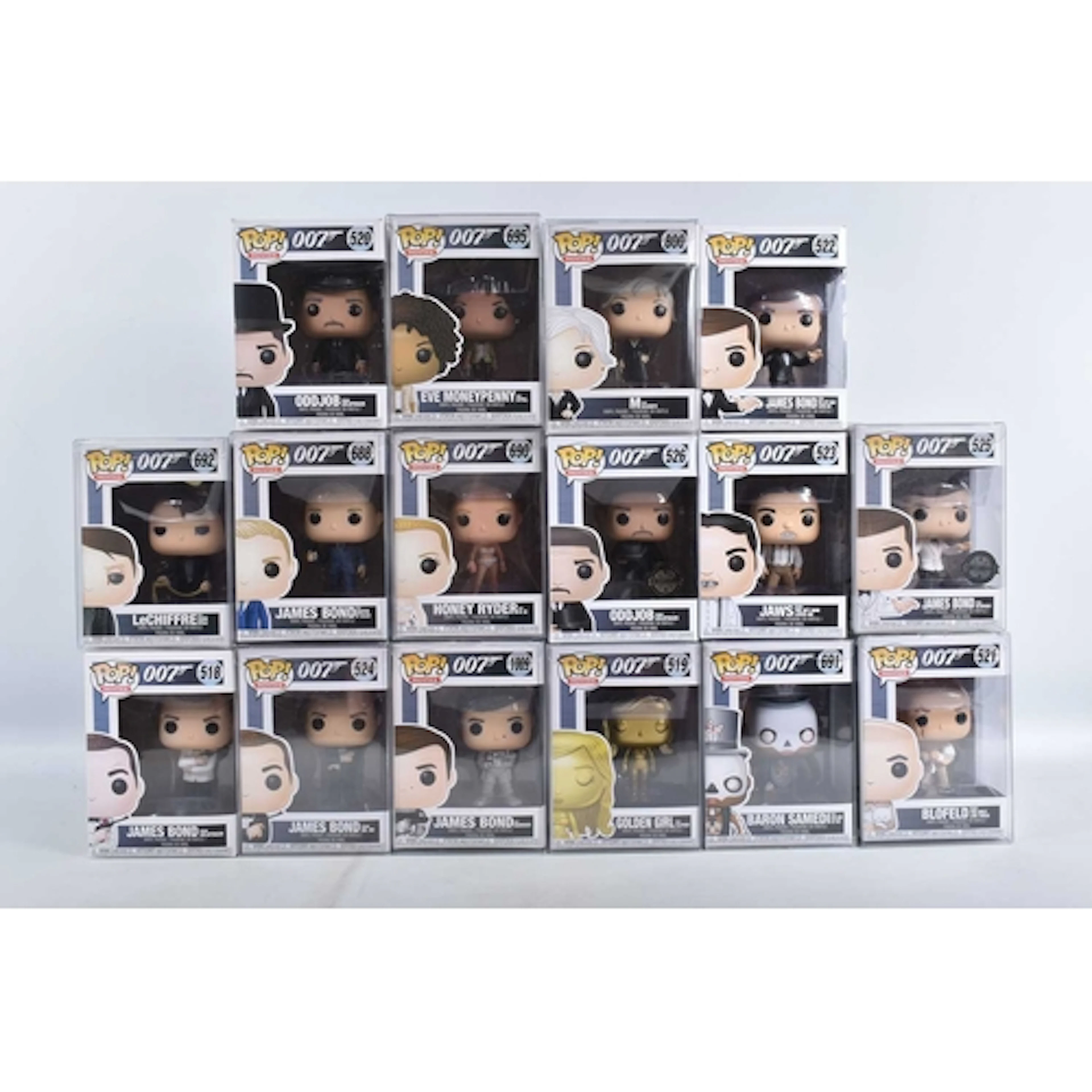 SIXTEEN BOXED FUNKO POP! MOVIES 007 JAMES BOND VINYL FIGURES...