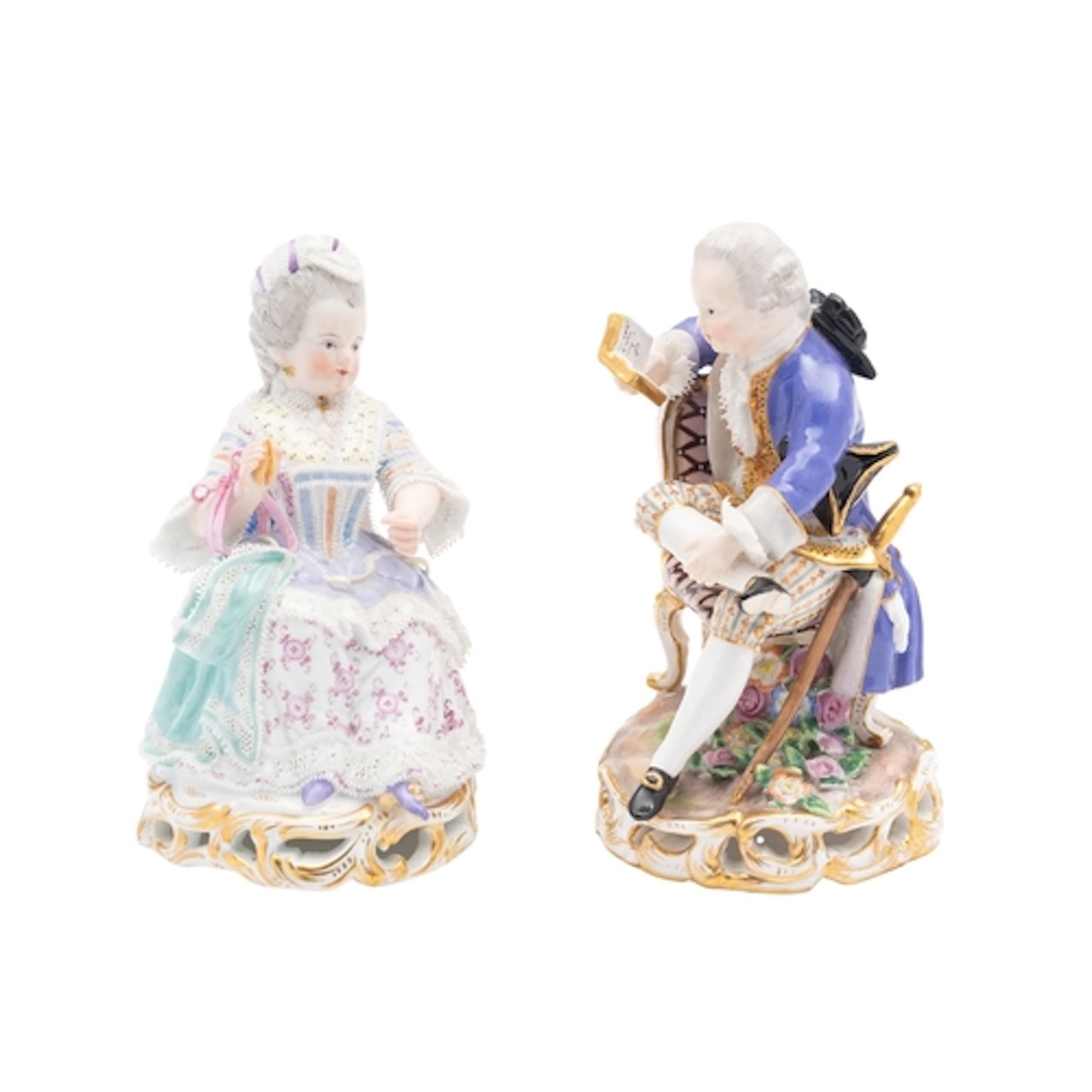 A pair of Meissen figures of a child gallant and companion, ...