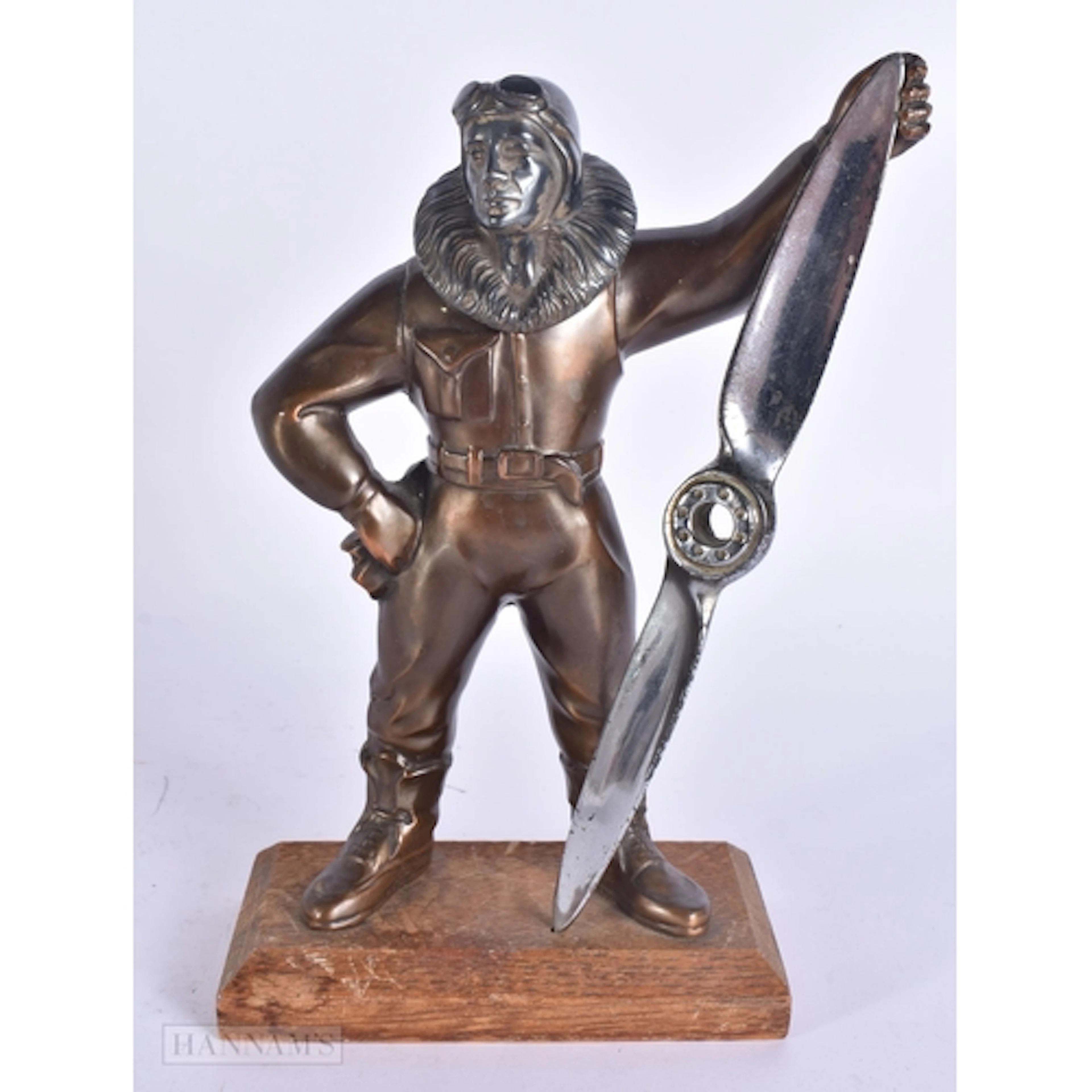 AN ART DECO RAF AIR MAN TABLE LIGHTER. 24 cm high.