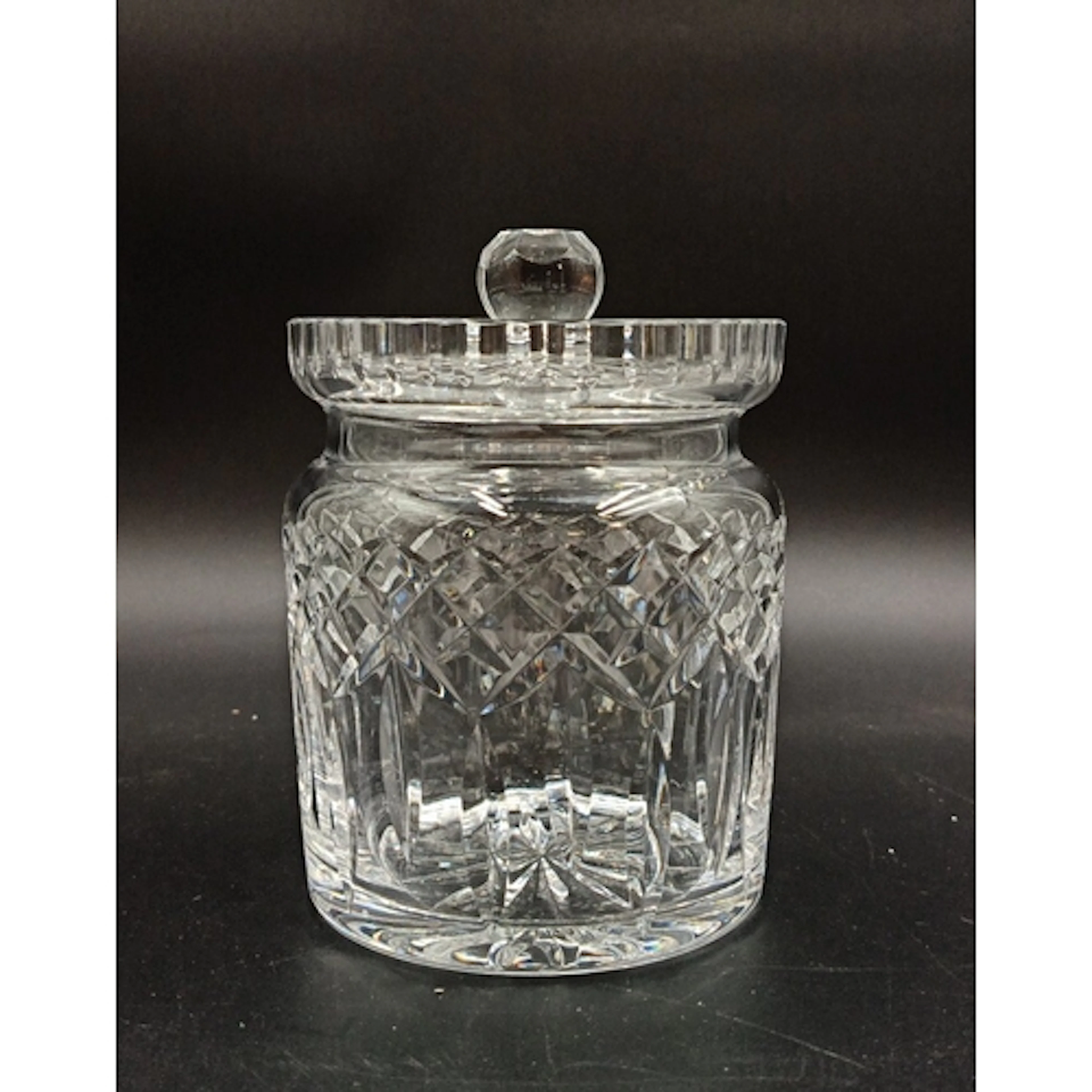 Waterford Crystal Biscuit Barrel with Cover, H: 15cm.