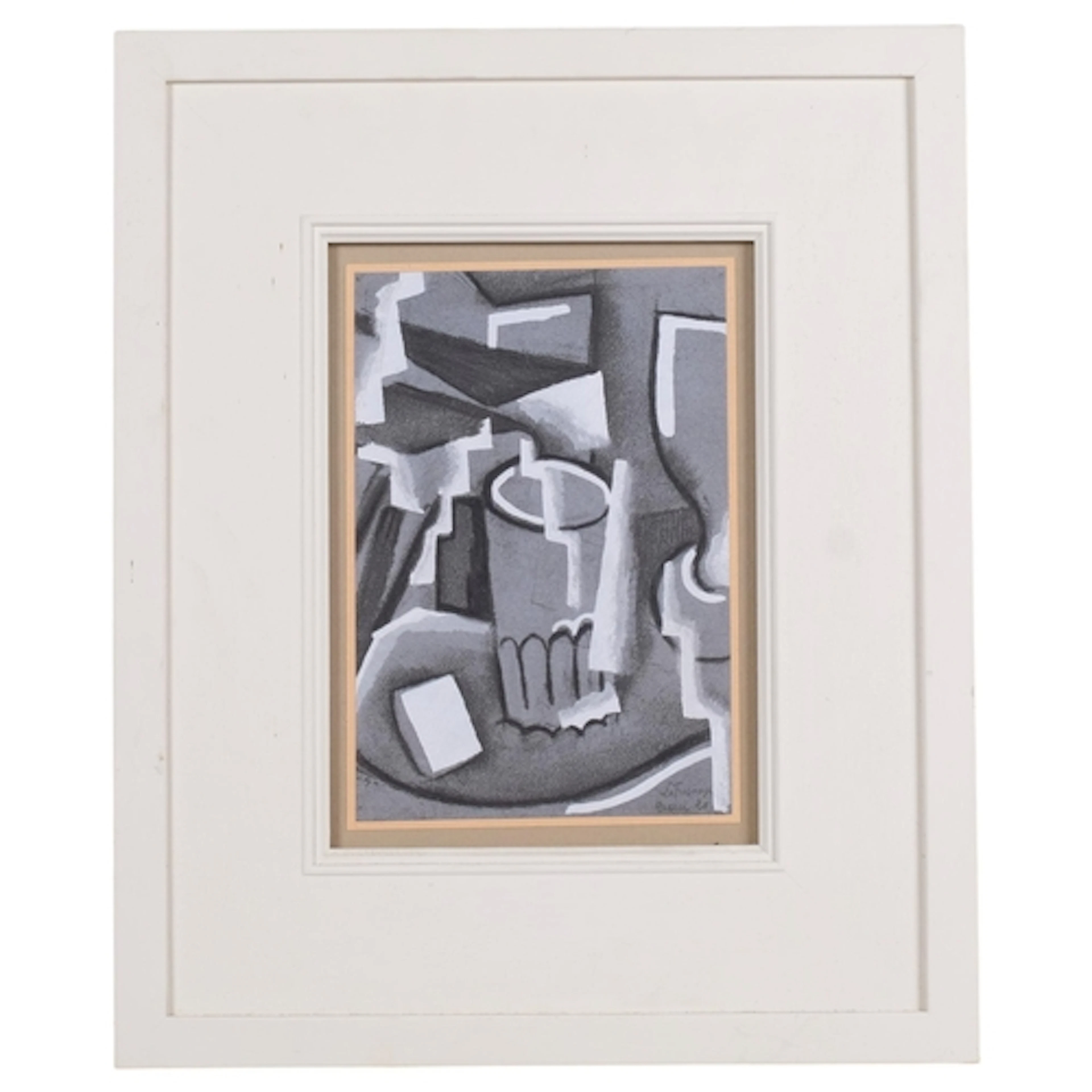 Grasse, abstract composition, POCHOIR PRINT dated '20, 22cm ...