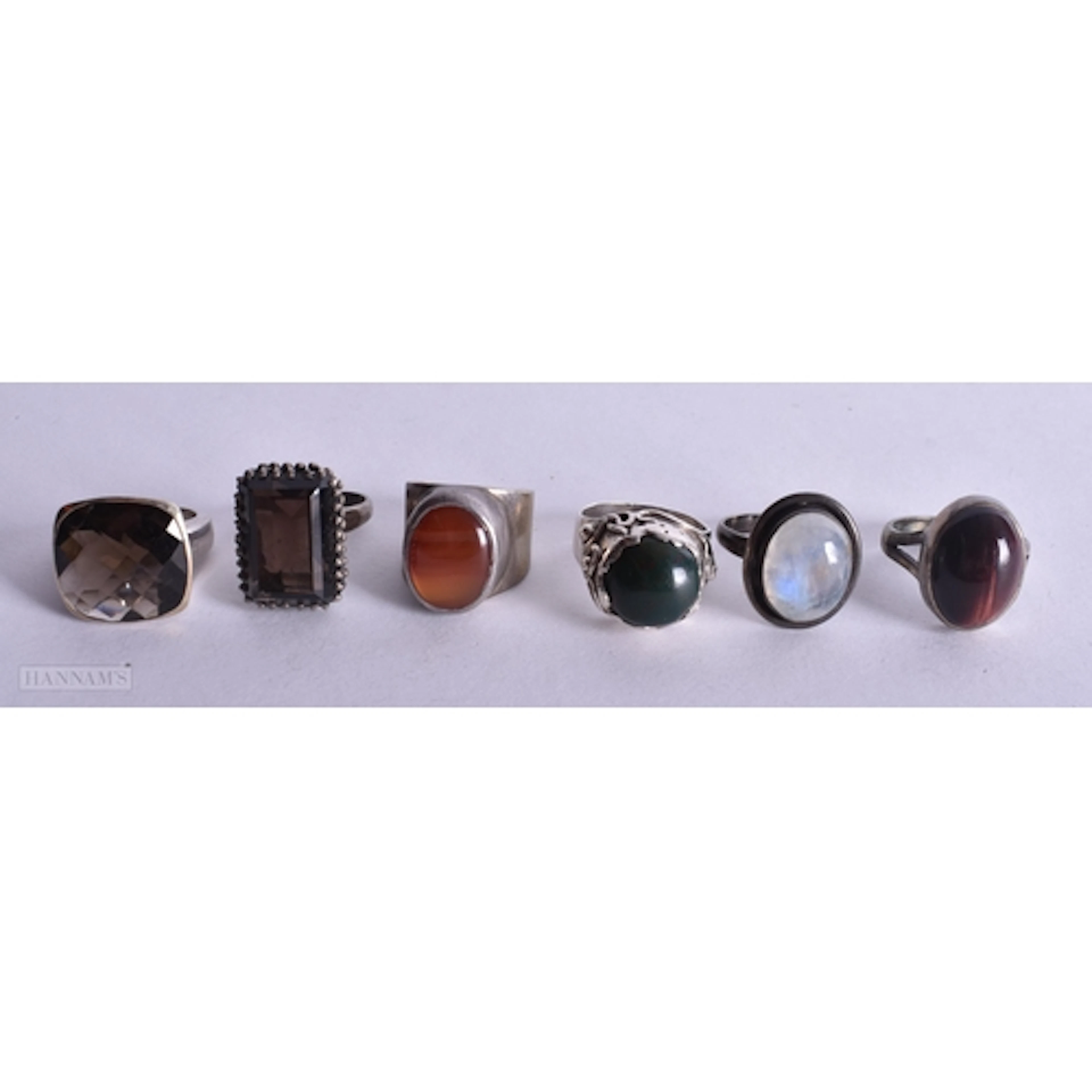 Collection of Sterling Silver Gemstone Rings inc. Bloodstone...