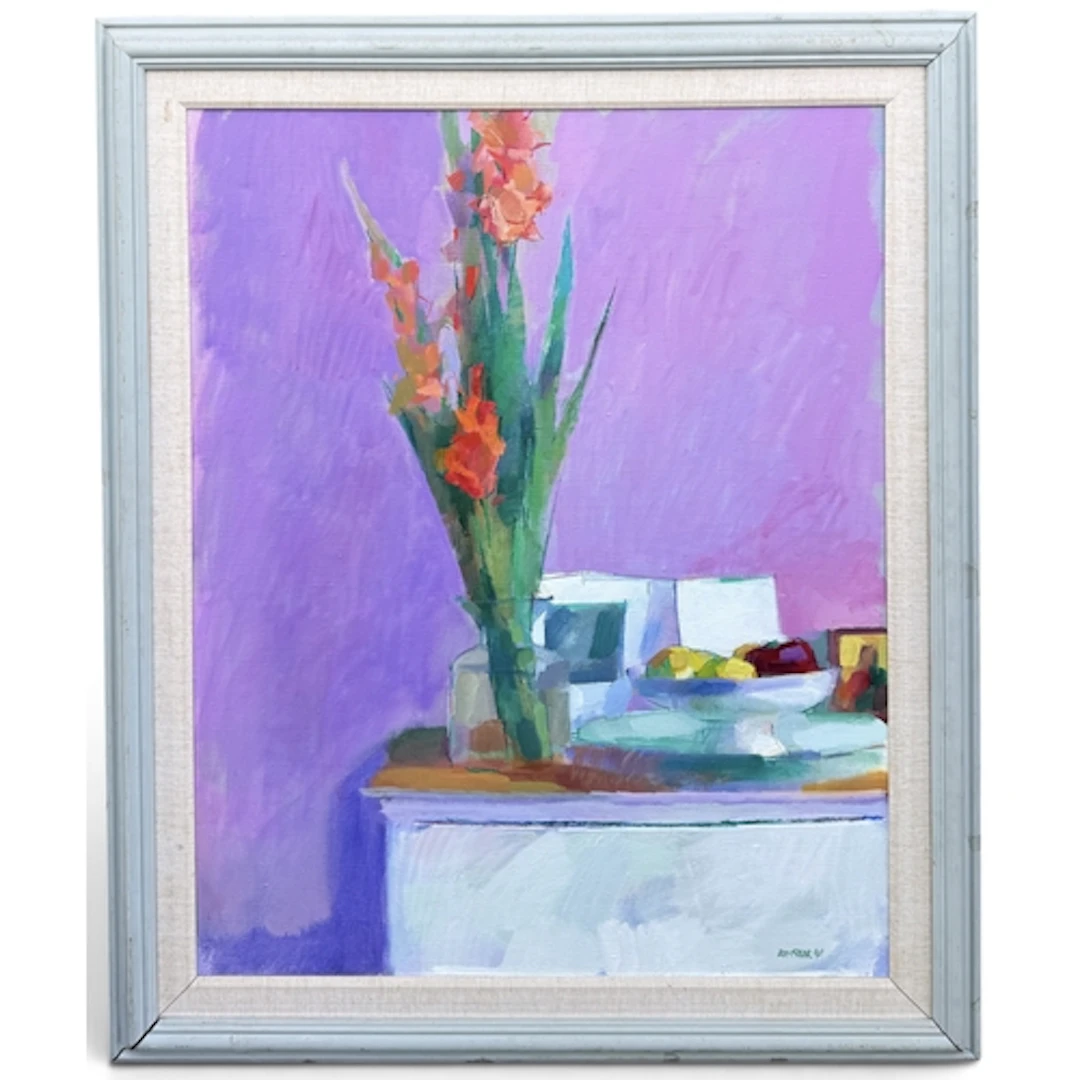 ROY FREER (BRITISH, 1938-2021): 'GLADIOLIS' Oil on canvas. S...
