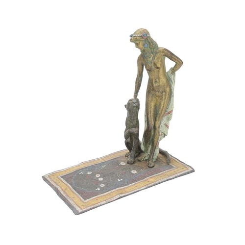 A cold painted Bergmann style figure of a female nude with a...