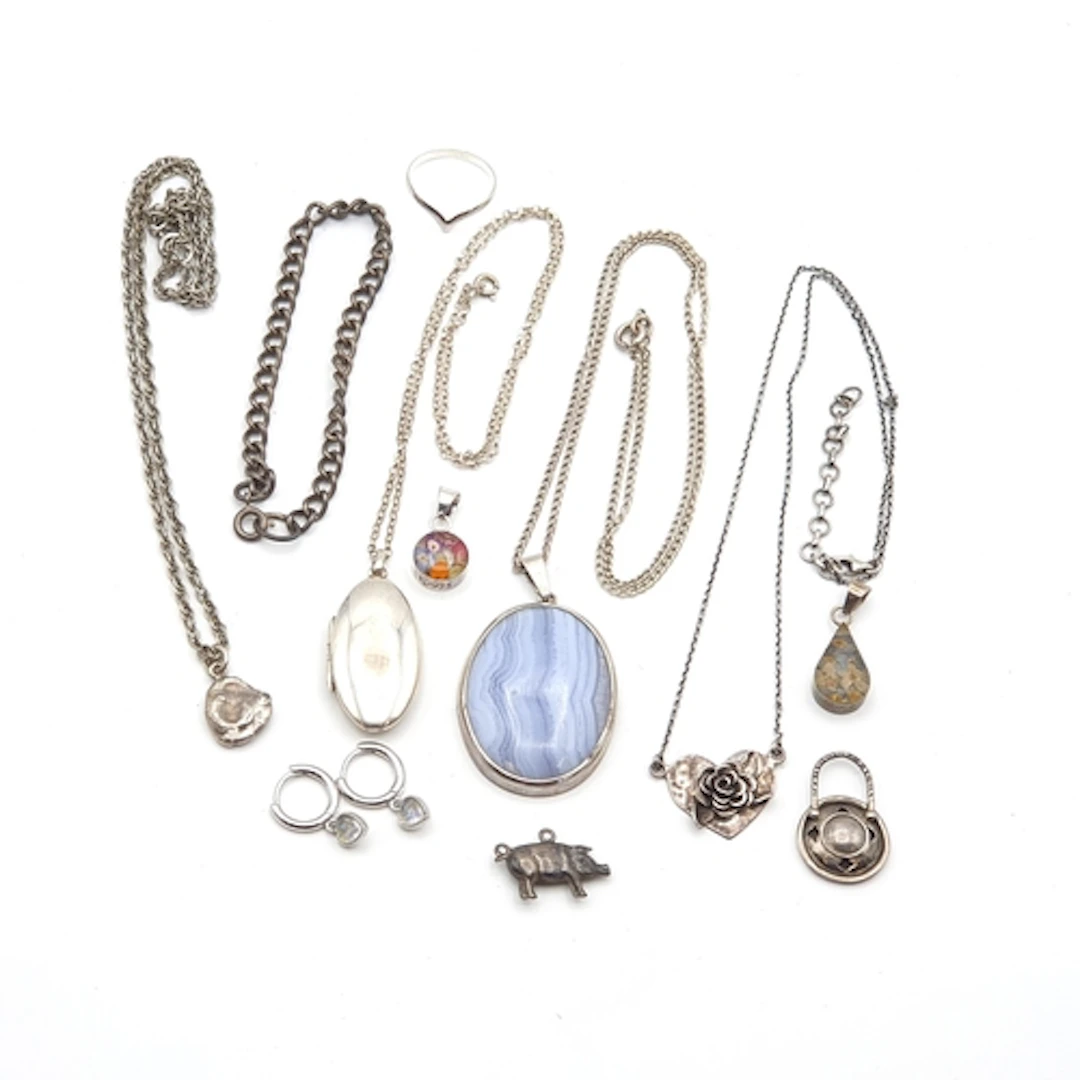 A group of Jewellery stamped 925 including a Locket on Chain...