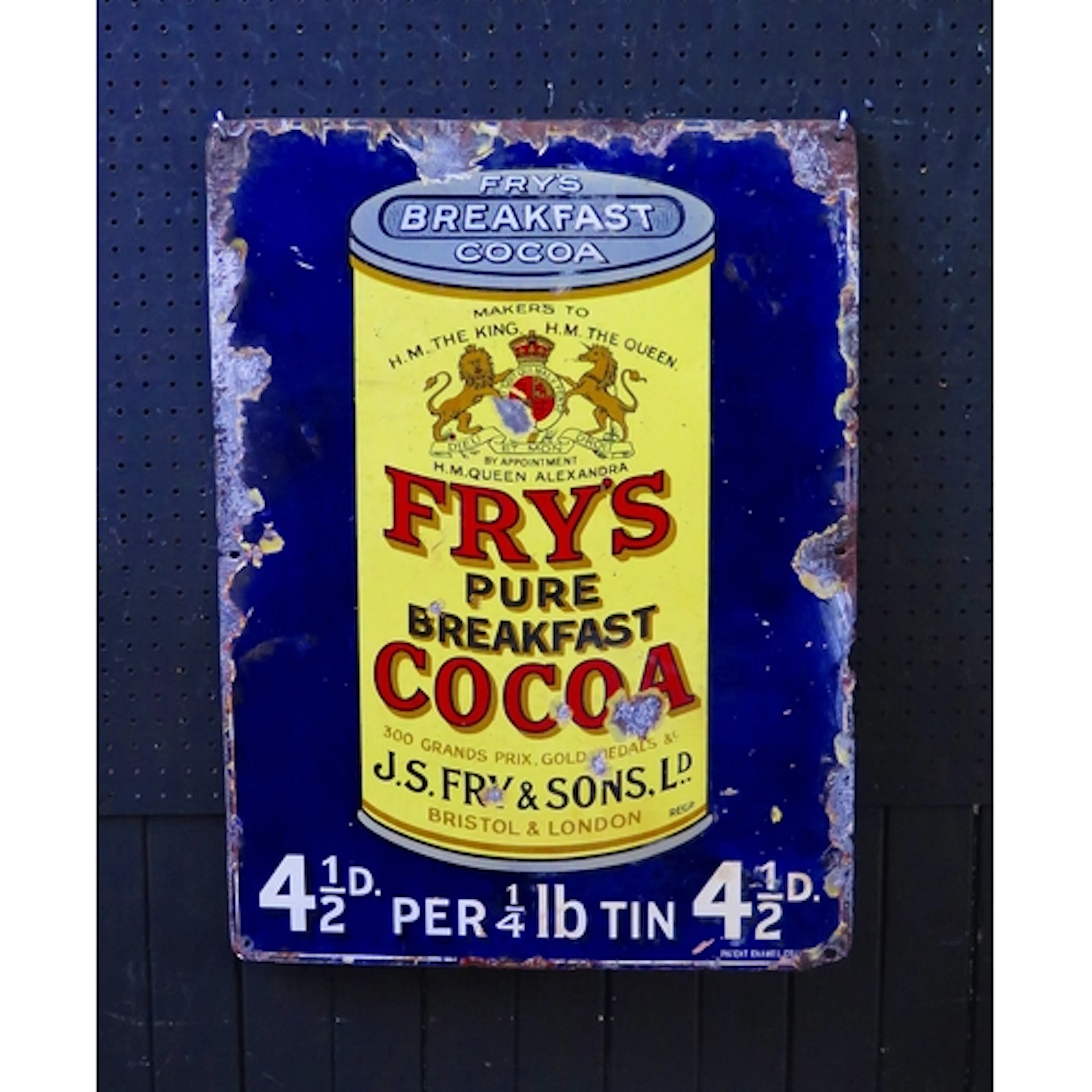 "Fry's Pure Breakfast Cocoa" - an enamel advertising sign, 6...